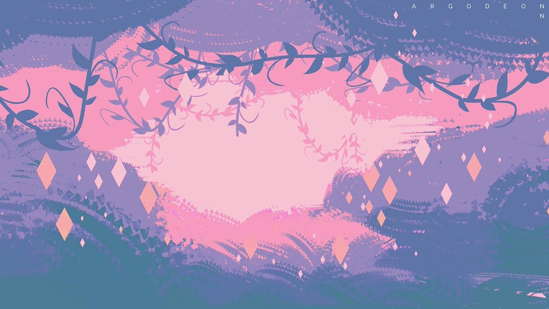 Illustration, Ranken, Rosa, Lila, Fantasy, Pastell, 16:9, Full-HD-Hintergrundbild für den Desktop