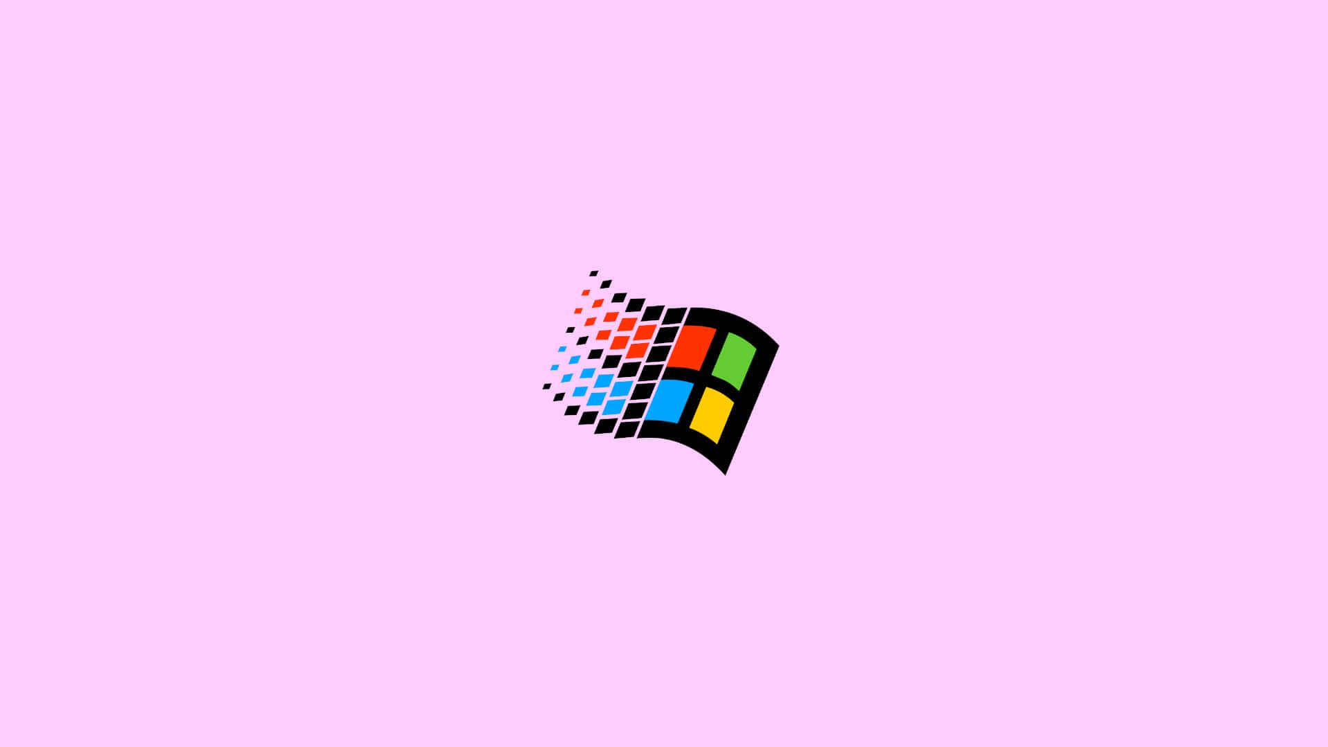 Windows 95, Windows-Logo, Rosa Hintergrund, Retro, Full HD Wallpaper