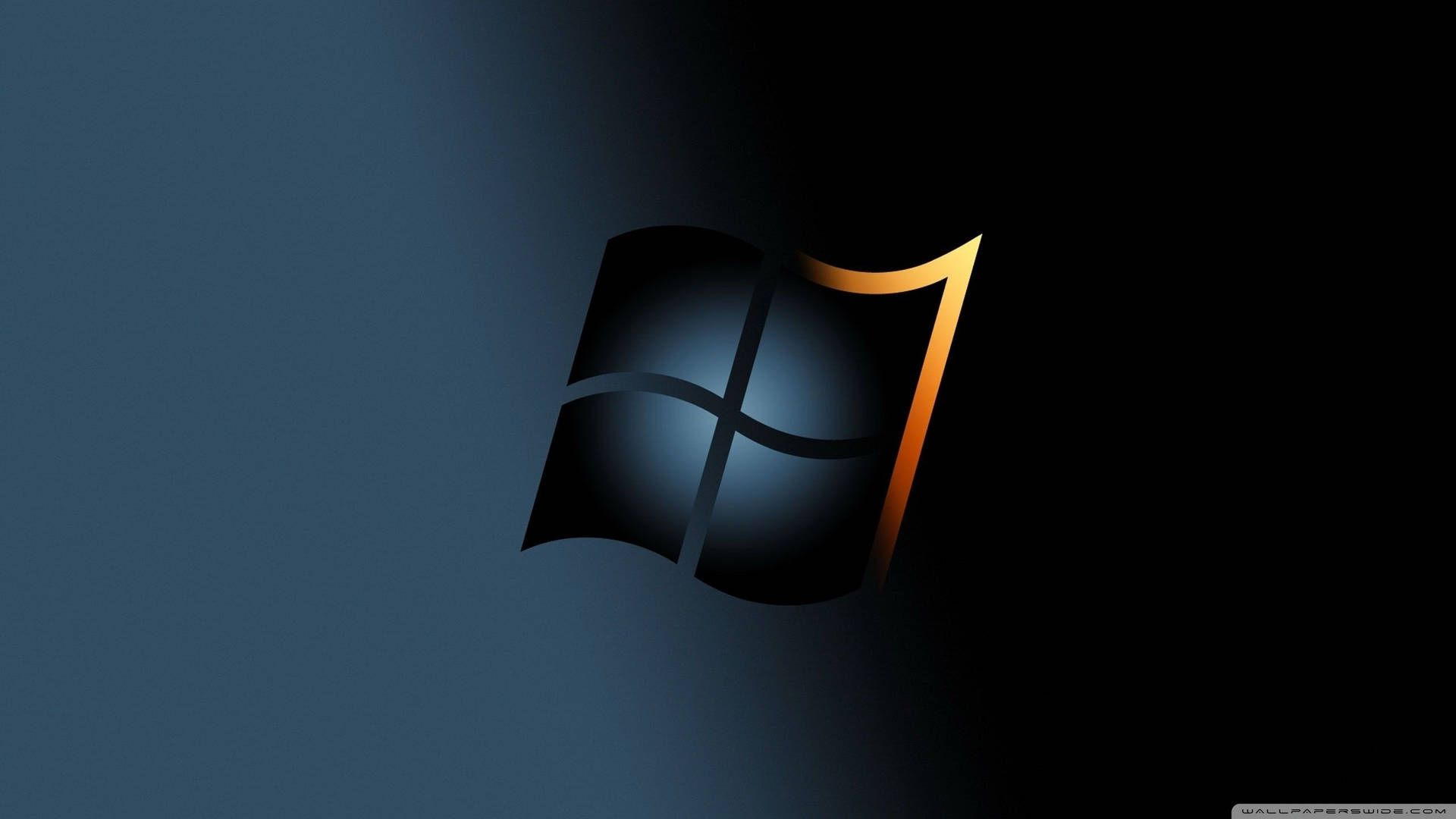 Windows 7, Windows-Logo, Dunkel, Orange, 3D, 16:9, Full-HD-Hintergrundbild für den Desktop
