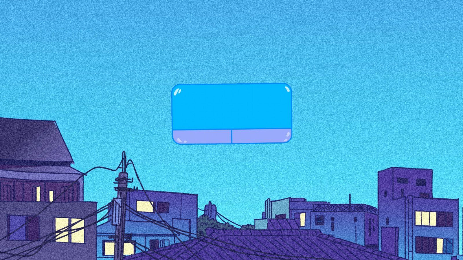 Häuser, Stromleitungen, Blauer Himmel, Illustration, Retro, HD, Windows-Hintergrundbild