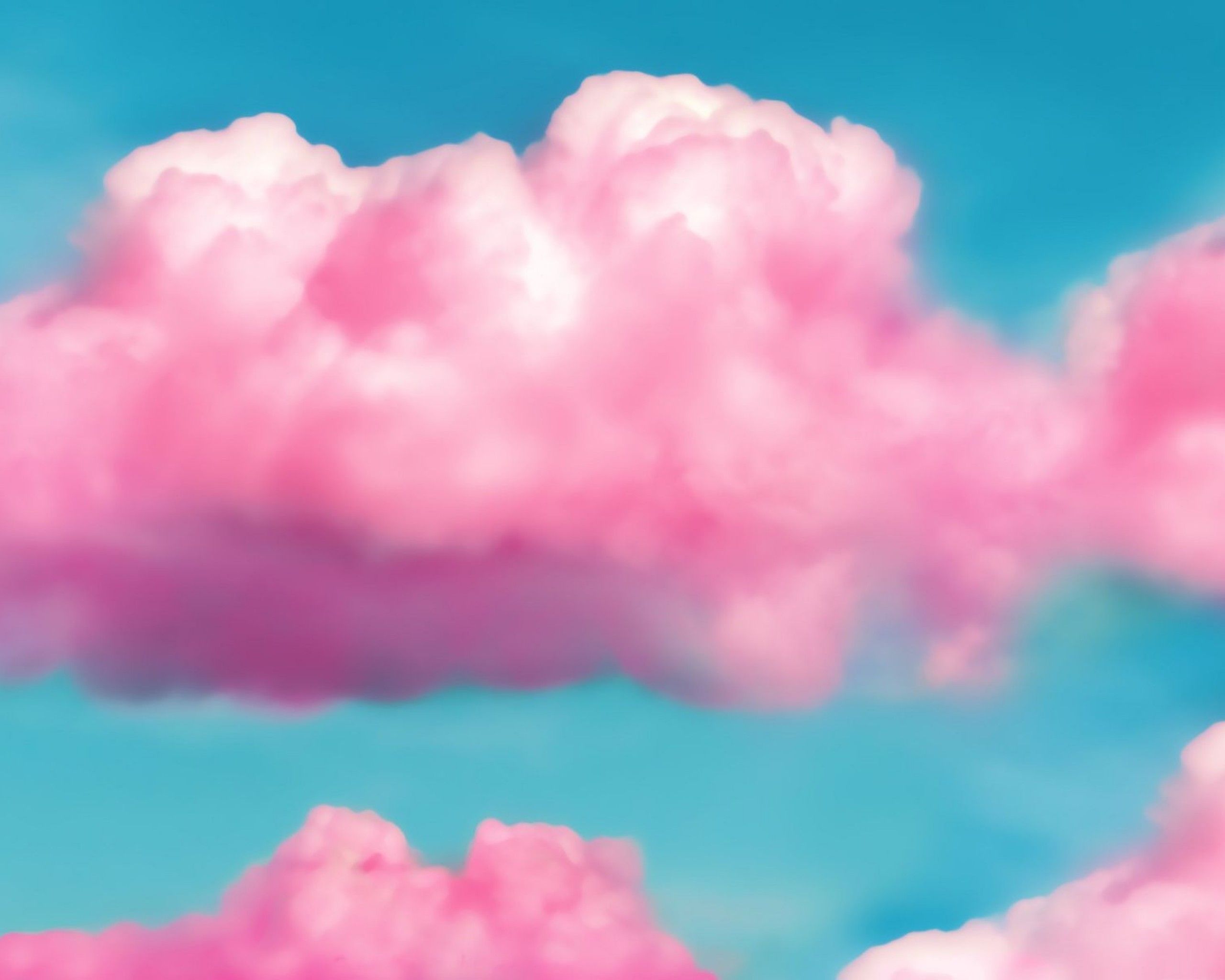 Rosa Wolken, Türkiser Himmel, Zuckerwatte, Pastell, 2K, Desktop-Hintergrund für Windows