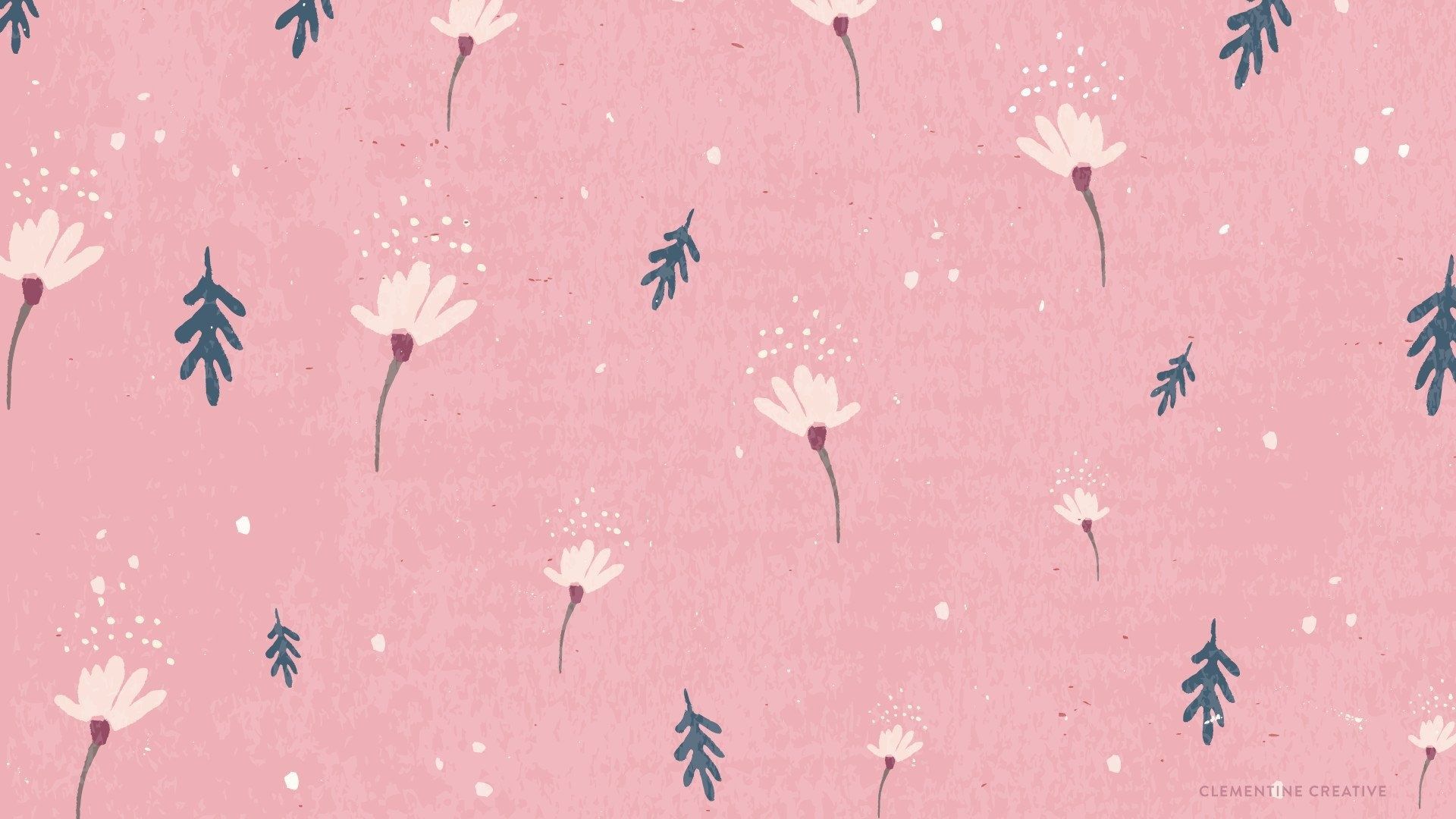 Blumenmuster, Rosa, Blätter, Illustration, Pastell, 1920x1080, Full-HD-Hintergrundbild für PC