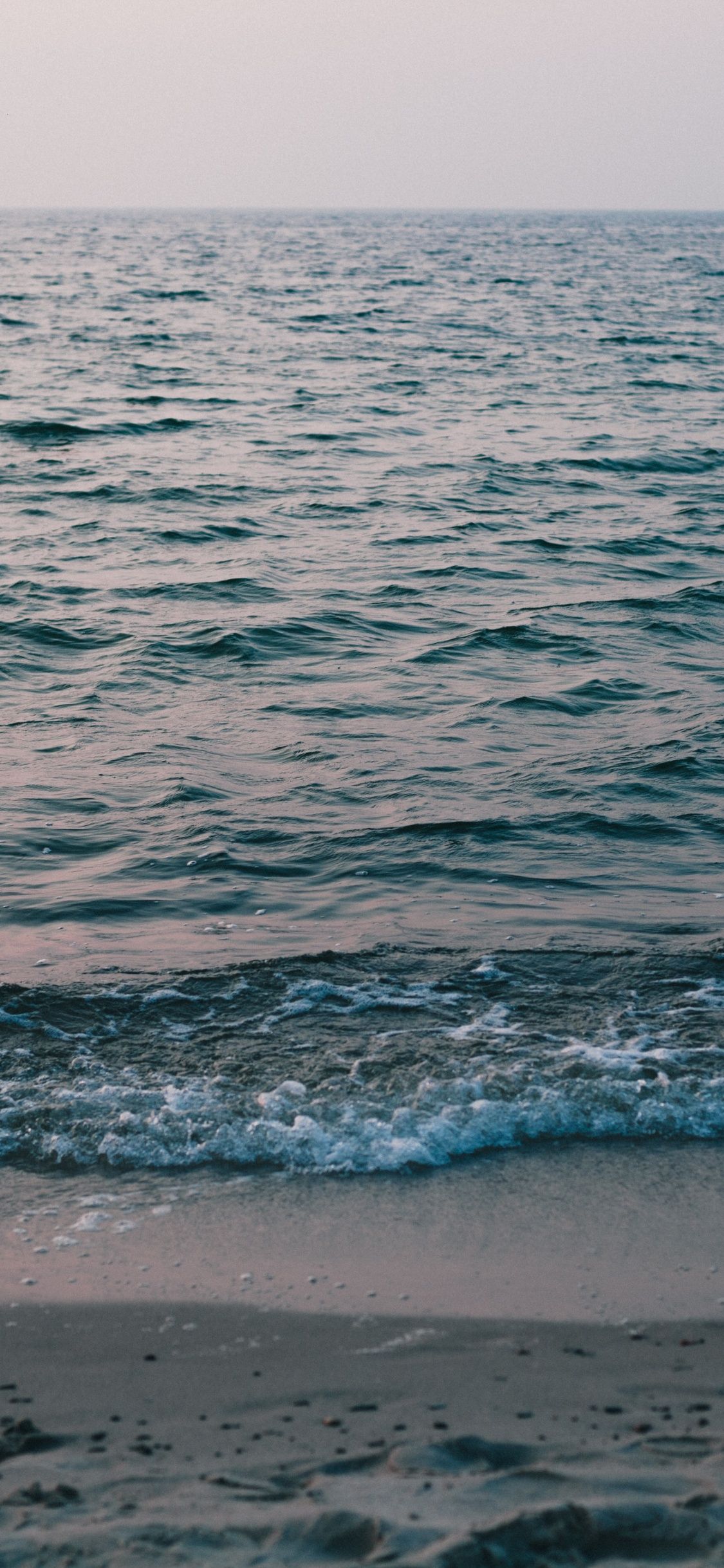 Meer, Wellen, Ruhe, Minimalistisch, Graublau, Full HD, Handy-Hintergrund im Hochformat