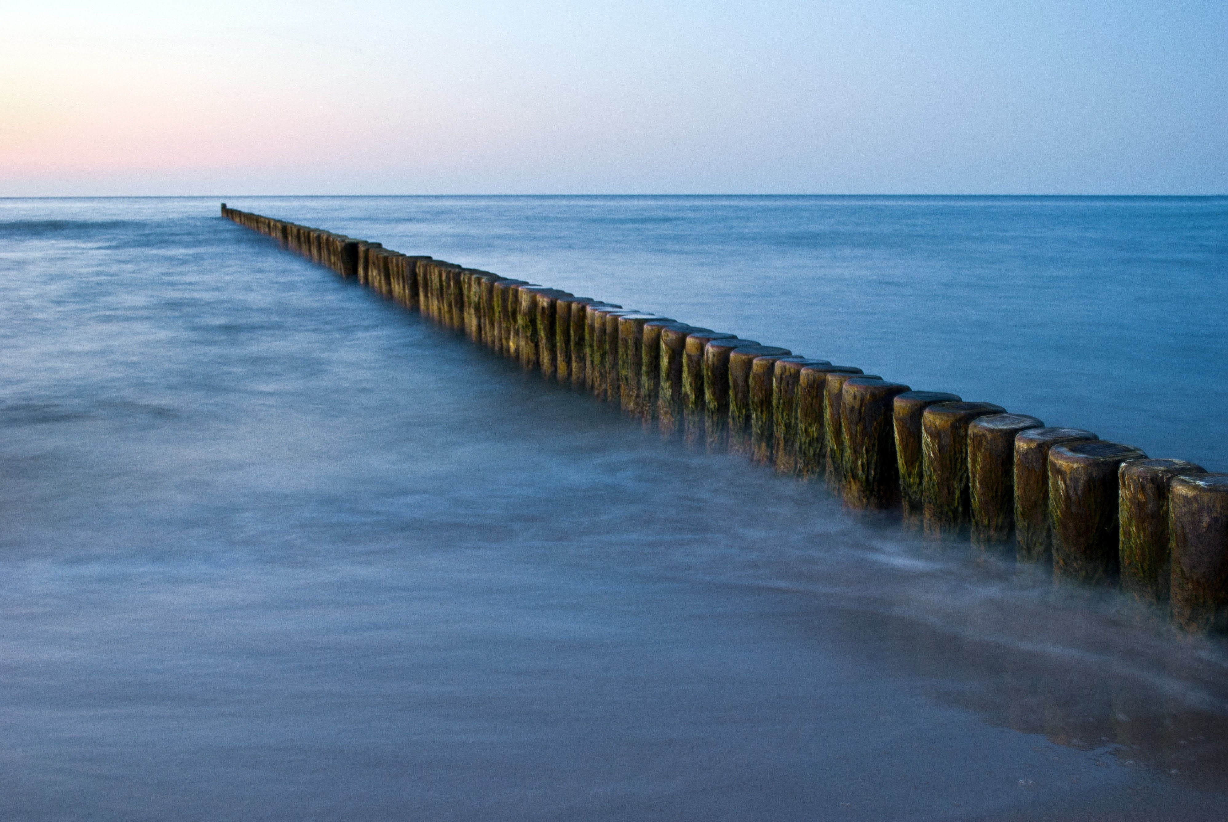 Buhnen, Ostsee, Langzeitbelichtung, Blaue Stunde, Meer, 4K, Hintergrundbild für den PC