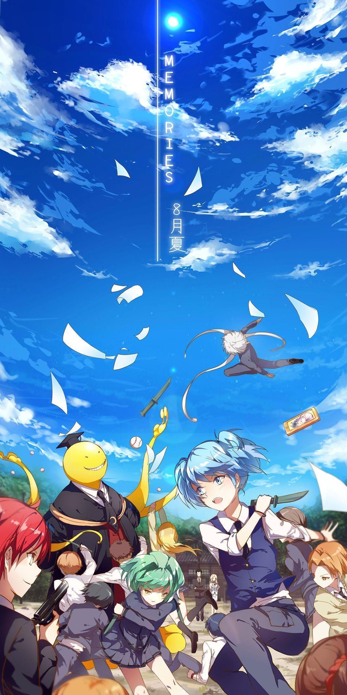 Assassination Classroom, Nagisa Shiota, Karma Akabane, Blauer Himmel, Federn, Handy-Hintergrund