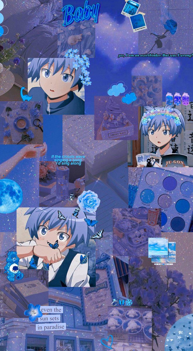 Nagisa Shiota, Assassination Classroom, Collage, Blau, Aesthetic, Sperrbildschirm fürs iPhone