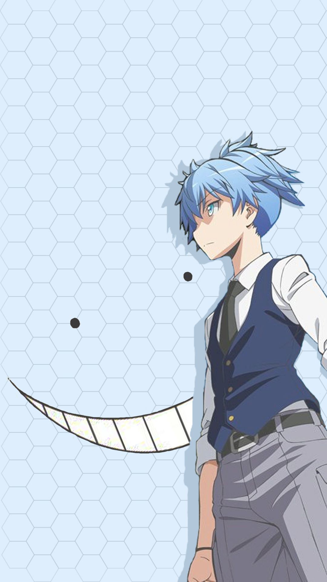 Nagisa Shiota, Koro-sensei, Assassination Classroom, Grinsen, Minimalistisch, Hochformat-Hintergrundbild