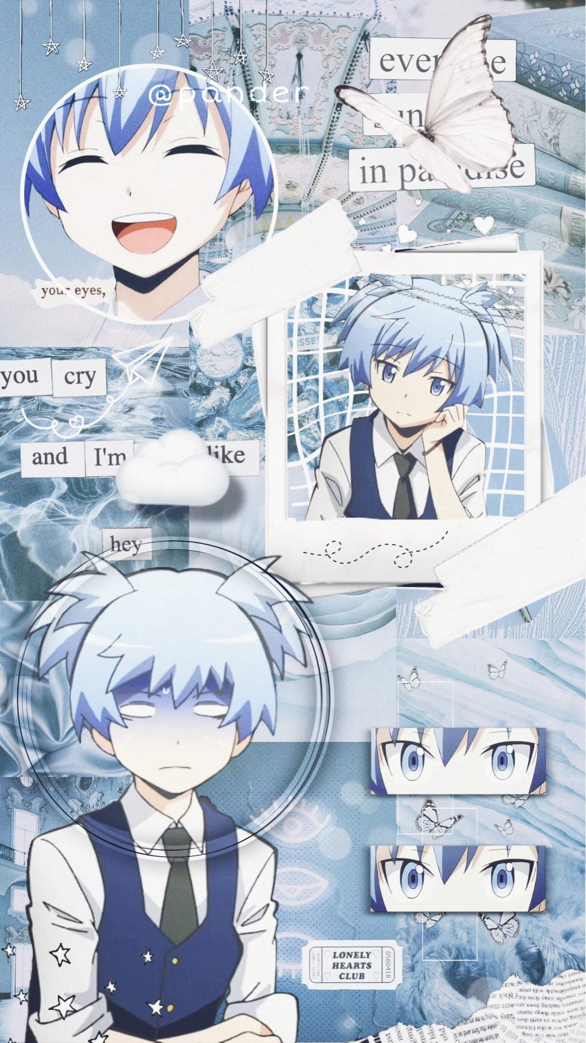 Nagisa Shiota, Assassination Classroom, Collage, Blau, Lächeln, Sperrbildschirm fürs iPhone