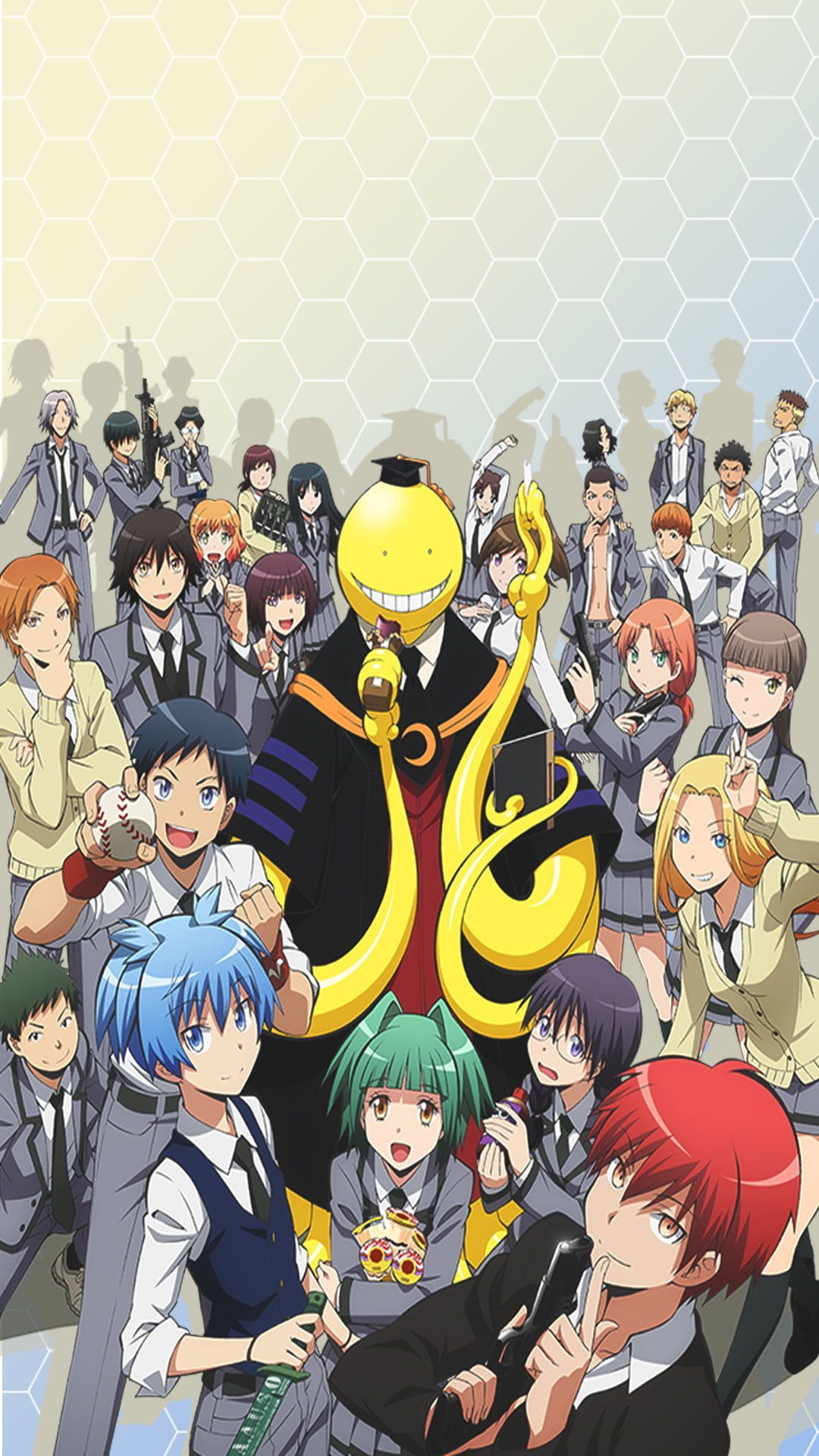 Koro-sensei, Assassination Classroom, Klasse 3-E, Ensemble, Gruppenbild, 1080x1920, Handy-Hintergrund