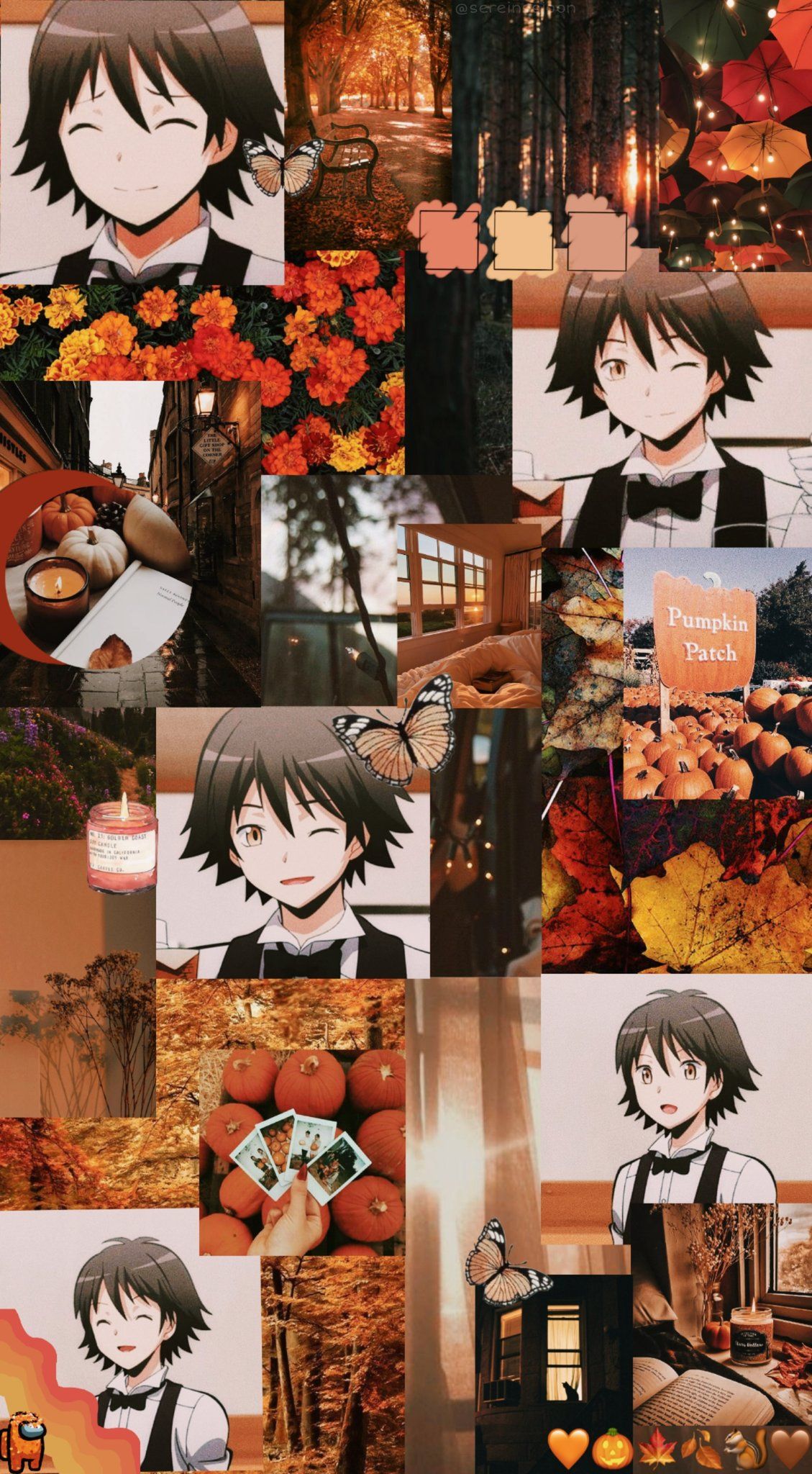 Assassination Classroom, Collage, Orange, Herbst, Aesthetic, Full HD, iPhone-Hintergrundbild