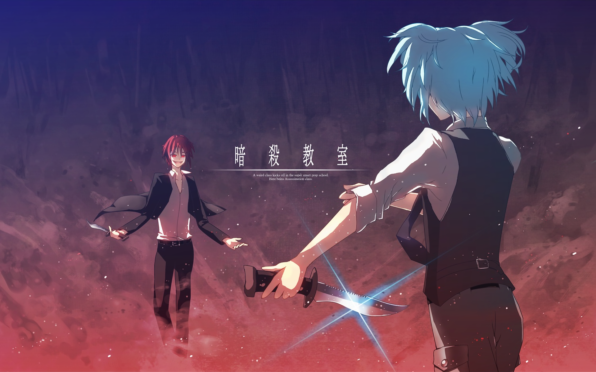 Assassination Classroom, Nagisa Shiota, Karma Akabane, Japanischer Titel, Abendrot, Full-HD-Hintergrundbild