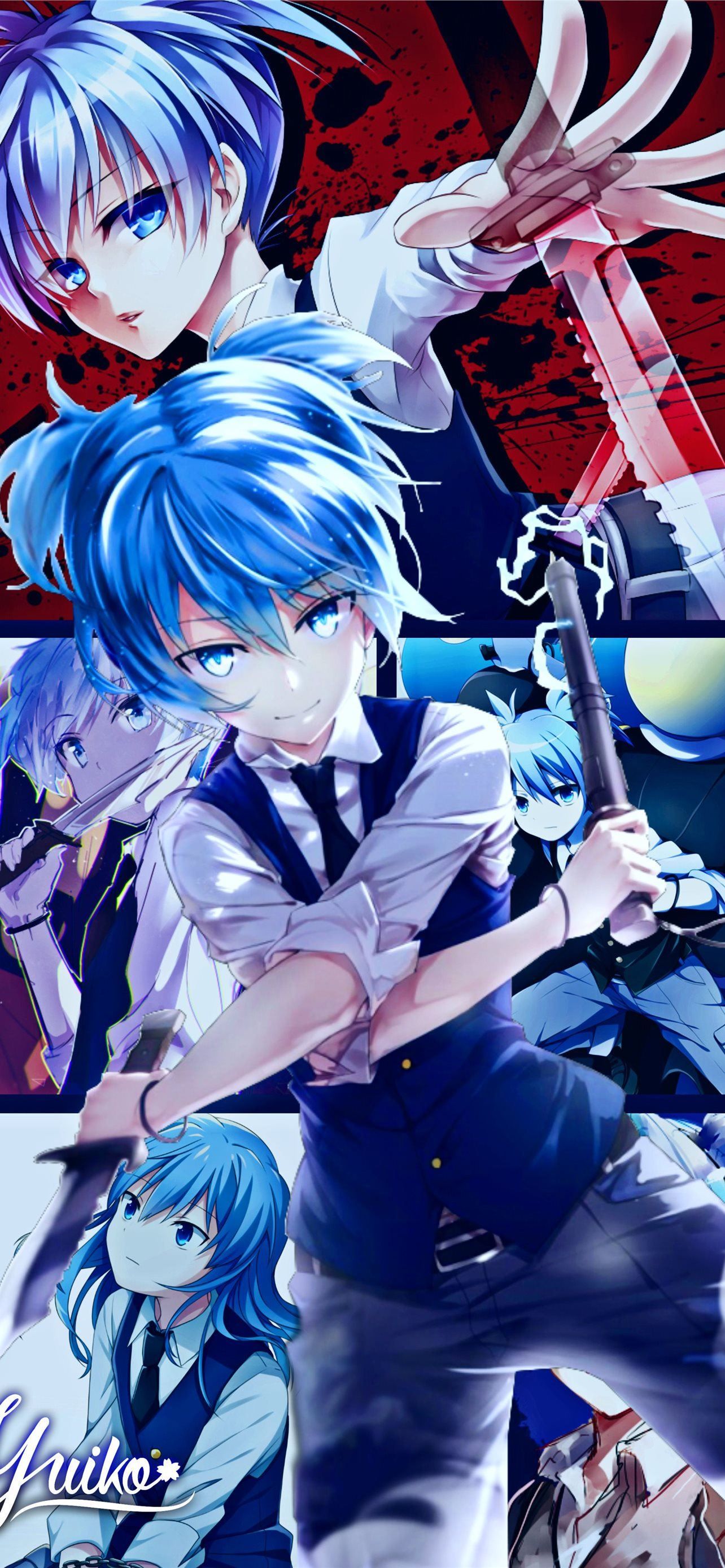 Nagisa Shiota, Assassination Classroom, Collage, Blau, Manga, Android-Hintergrundbild