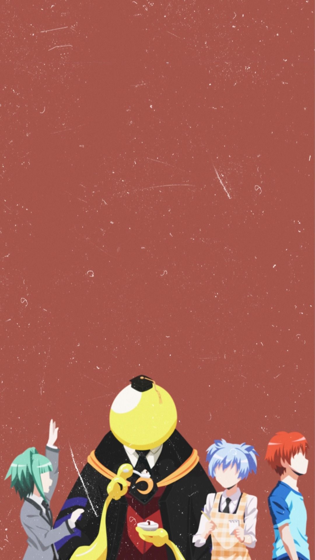 Koro-sensei, Assassination Classroom, Kaede Kayano, Nagisa Shiota, Karma Akabane, Rotbraun, Full-HD-Handy-Hintergrundbild