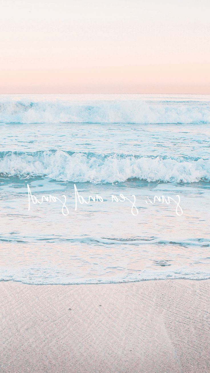 Meer, Wellen, Strand, Pastellfarben, Spruch, HD, Hintergrundbild fürs Handy