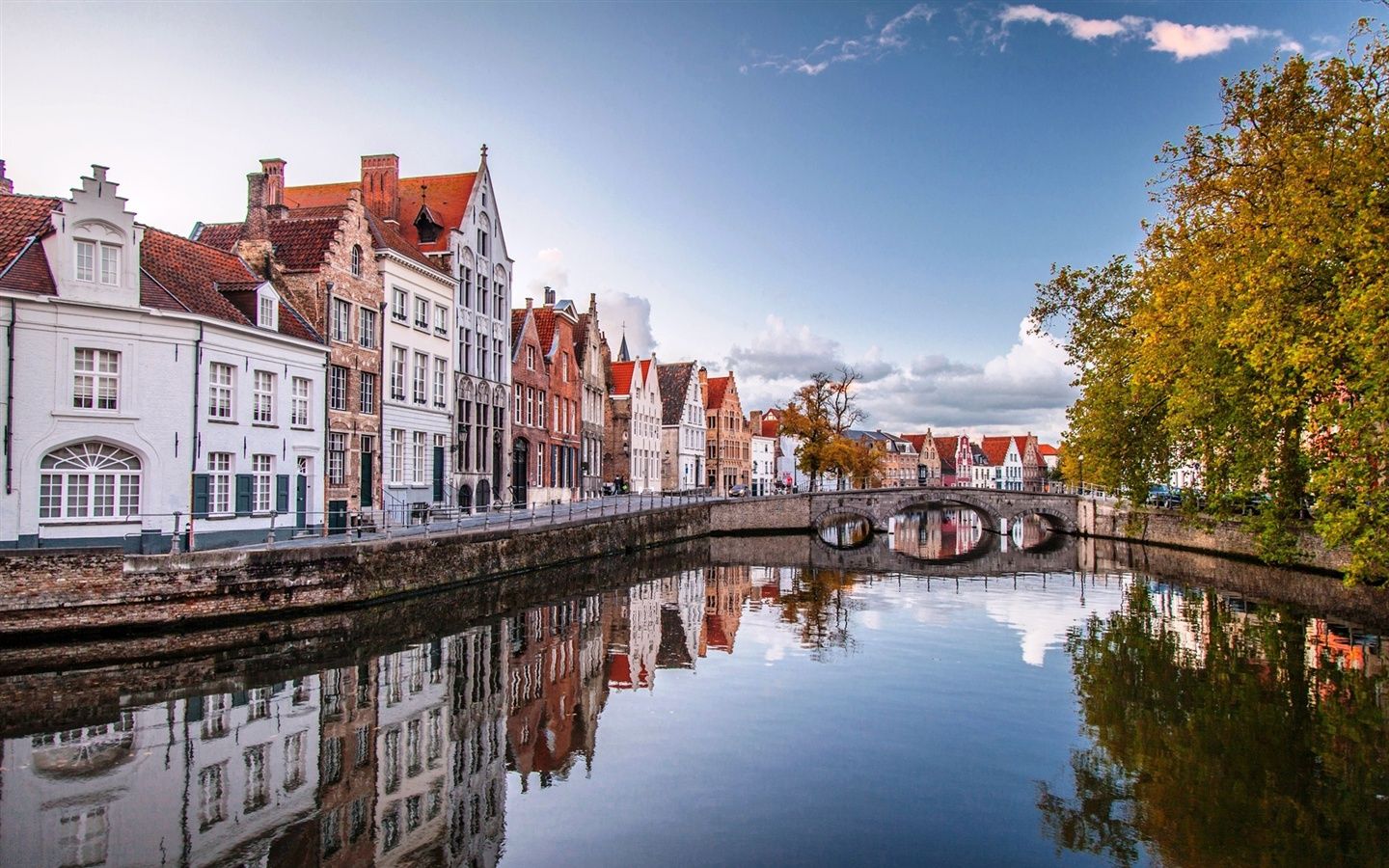 Brügge, Kanal, Giebelhäuser, Spiegelung, Belgien, HD, Hintergrund für den Desktop