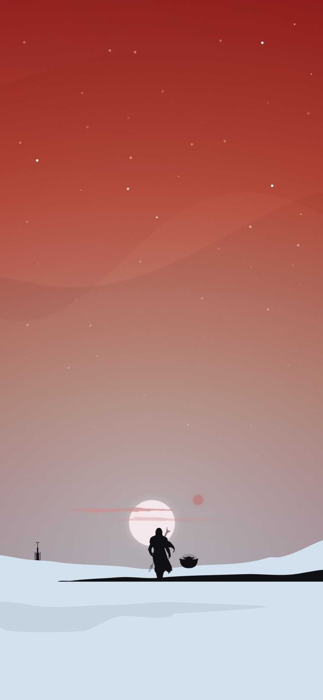Hoth, Star Wars, Schneelandschaft, Roter Himmel, Minimalistisch, Android-Hintergrundbild