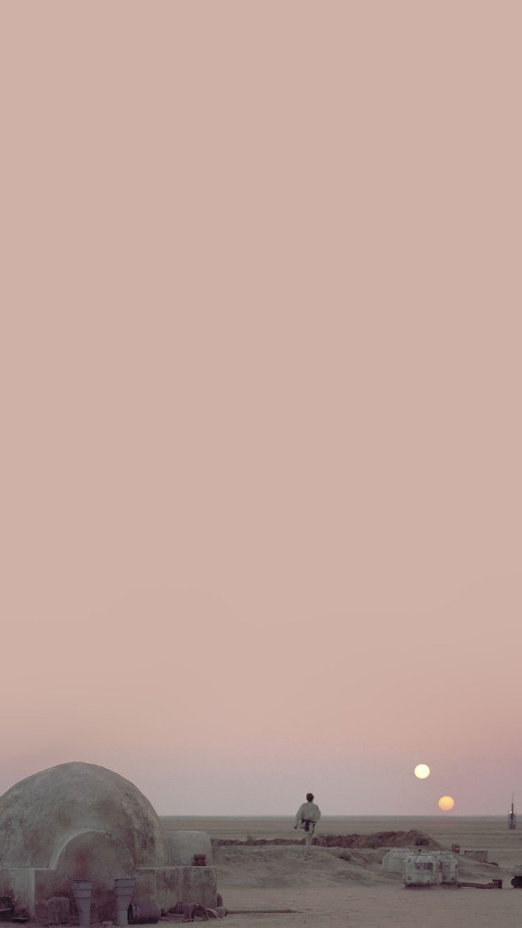 Tatooine, Star Wars, Zwei Sonnen, Wüste, Minimalistisch, HD, Handy-Hintergrundbild