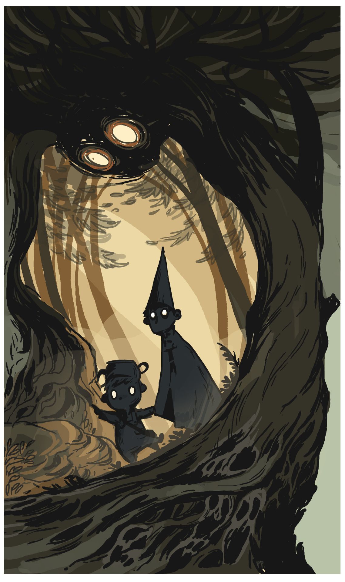 Hinter der Gartenmauer, Over the Garden Wall, Wirt, Greg, Wald, Leuchtende Augen, Handy-Hintergrund