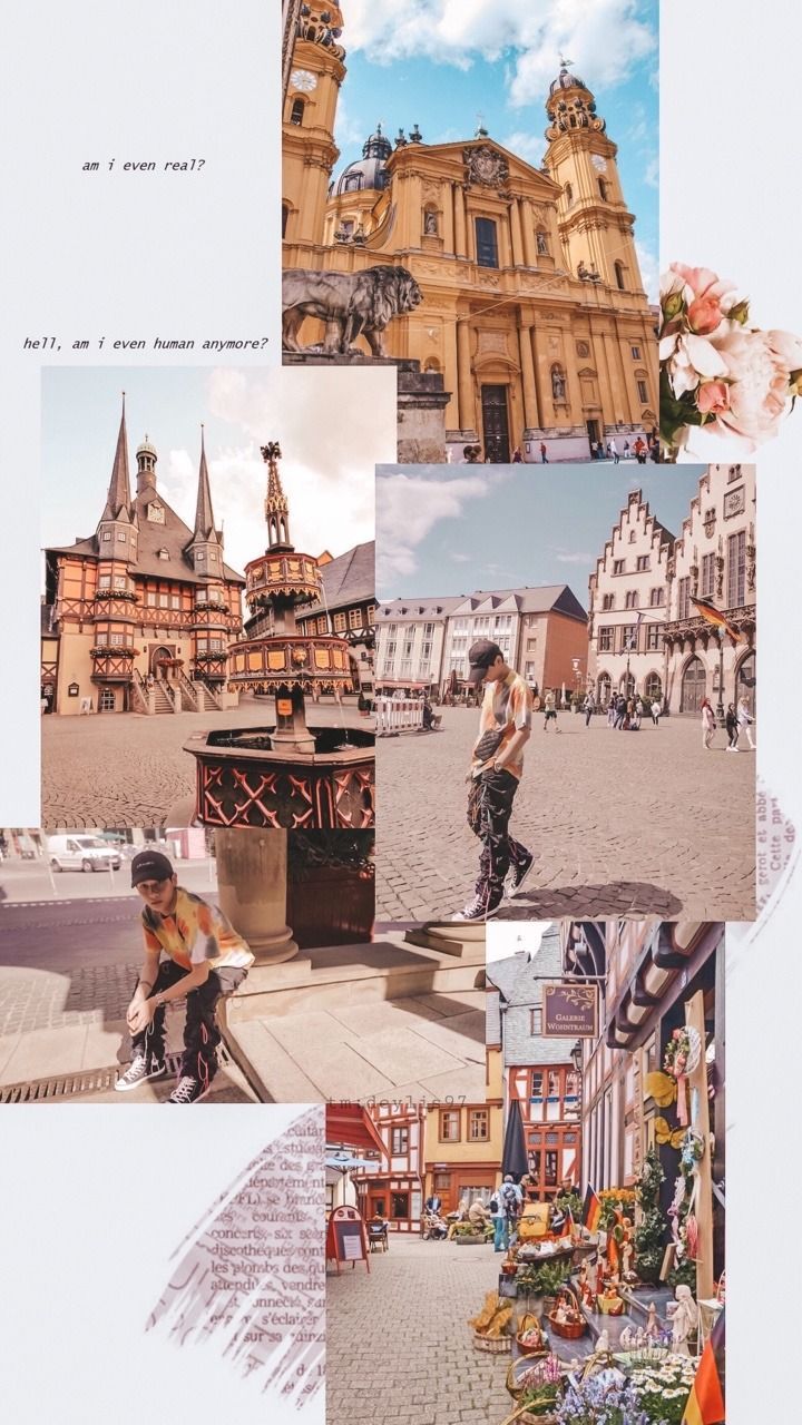 Collage, Reisefotos, Architektur, Straßenszenen, Ästhetik, Hintergrundbild fürs Handy