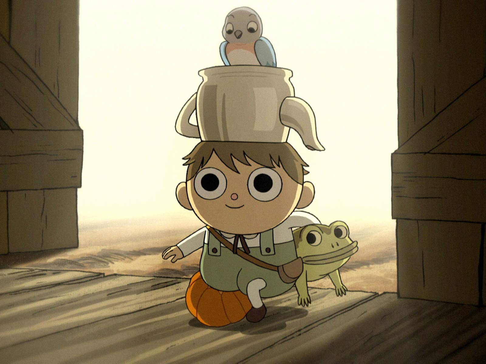 Greg, Beatrice, Hinter der Gartenmauer, Frosch, Kürbis, Teekanne, Hintergrundbild fürs Tablet