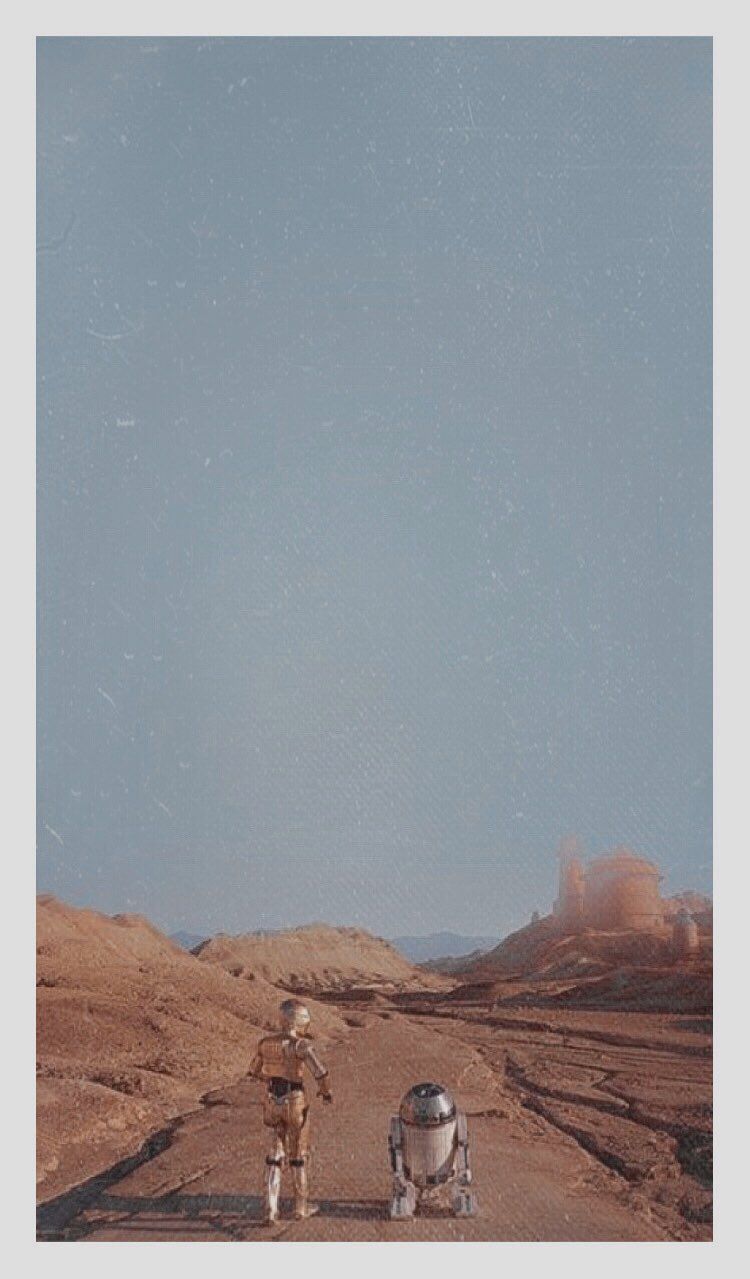 R2-D2, C-3PO, Tatooine, Wüste, Canyon, Hochformat, Hintergrundbild fürs Smartphone