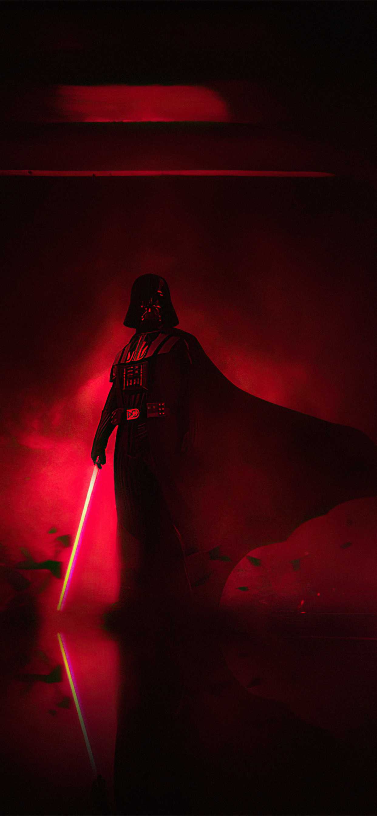 Darth Vader, Rotes Lichtschwert, Star Wars, Dunkel, Umhang, Full HD, Handy-Hintergrund