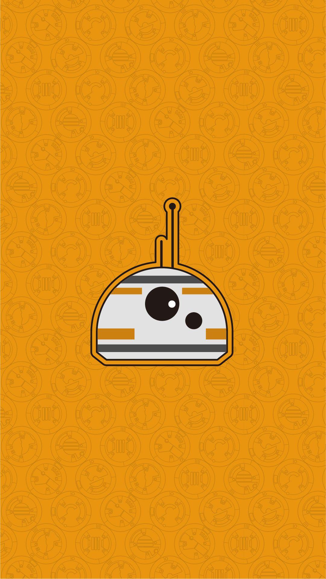 BB-8, Star Wars, Droide, Gelber Hintergrund, Minimalistisch, Sperrbildschirm fürs iPhone