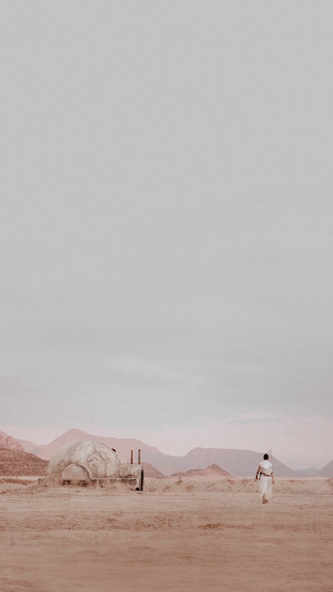 Tatooine, Star Wars, Wüste, Minimalistisch, Grauer Himmel, Full HD, Handy-Hintergrundbild