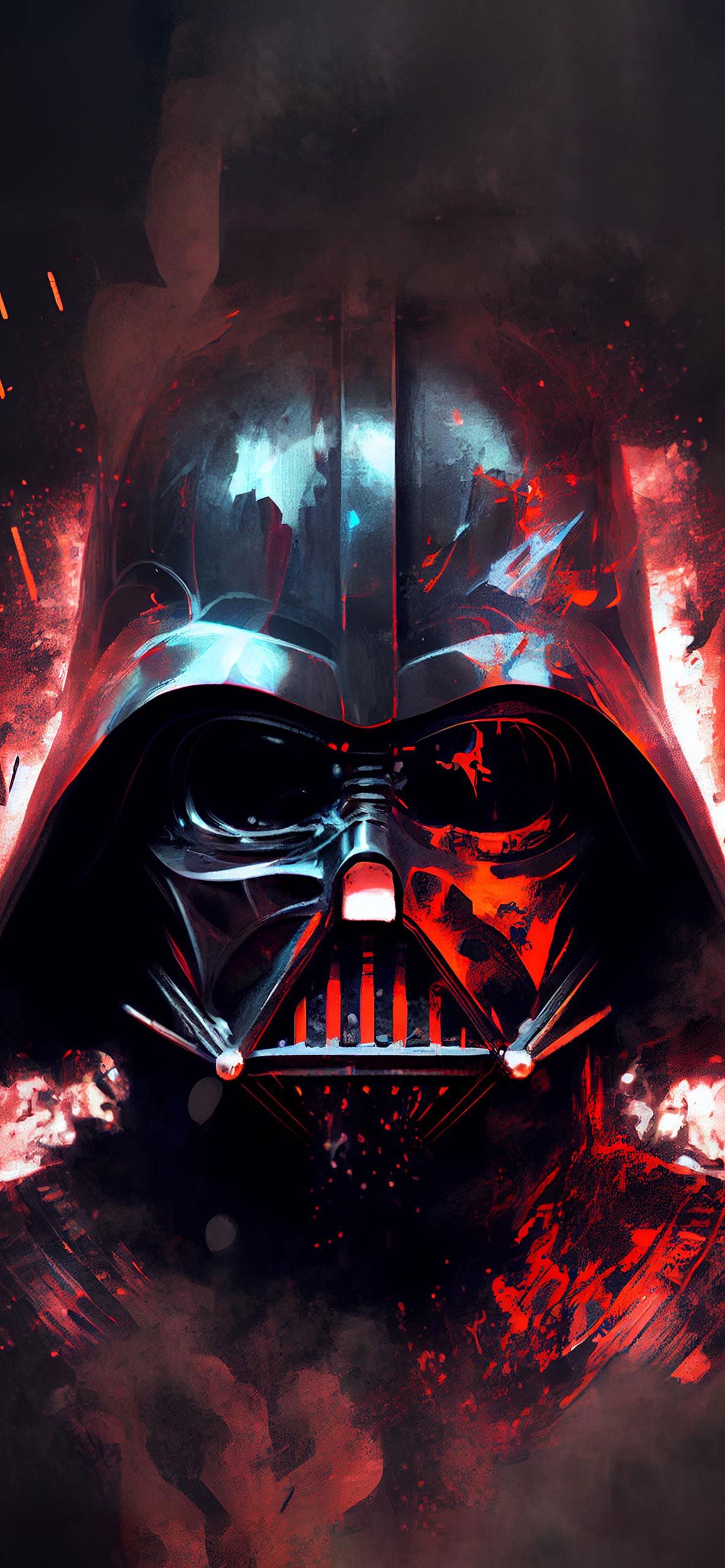Darth Vader, Helm, Star Wars, Rauch, Rot-Blau, Full HD, Hintergrundbild fürs Handy