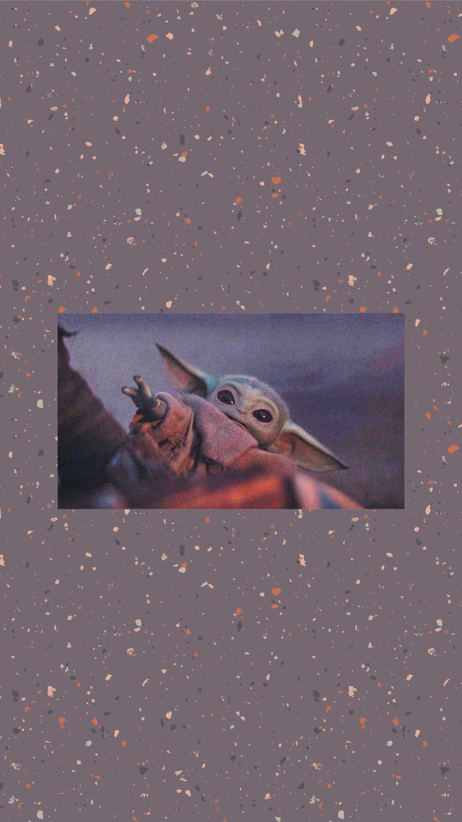 Grogu, The Mandalorian, Star Wars, Minimalistisch, Grauer Hintergrund, Sperrbildschirm fürs iPhone