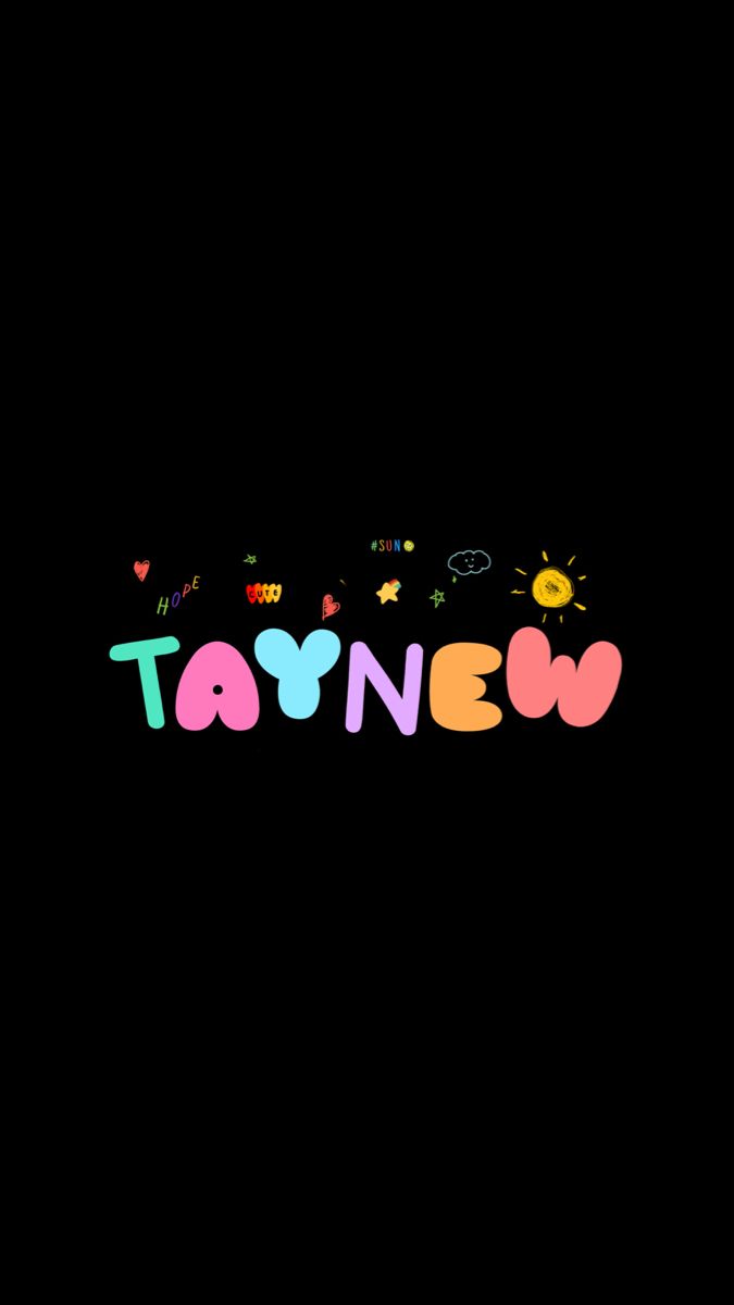 TayNew, Schriftzug, Bunt, Schwarzer Hintergrund, Typografie, Sperrbildschirm fürs iPhone