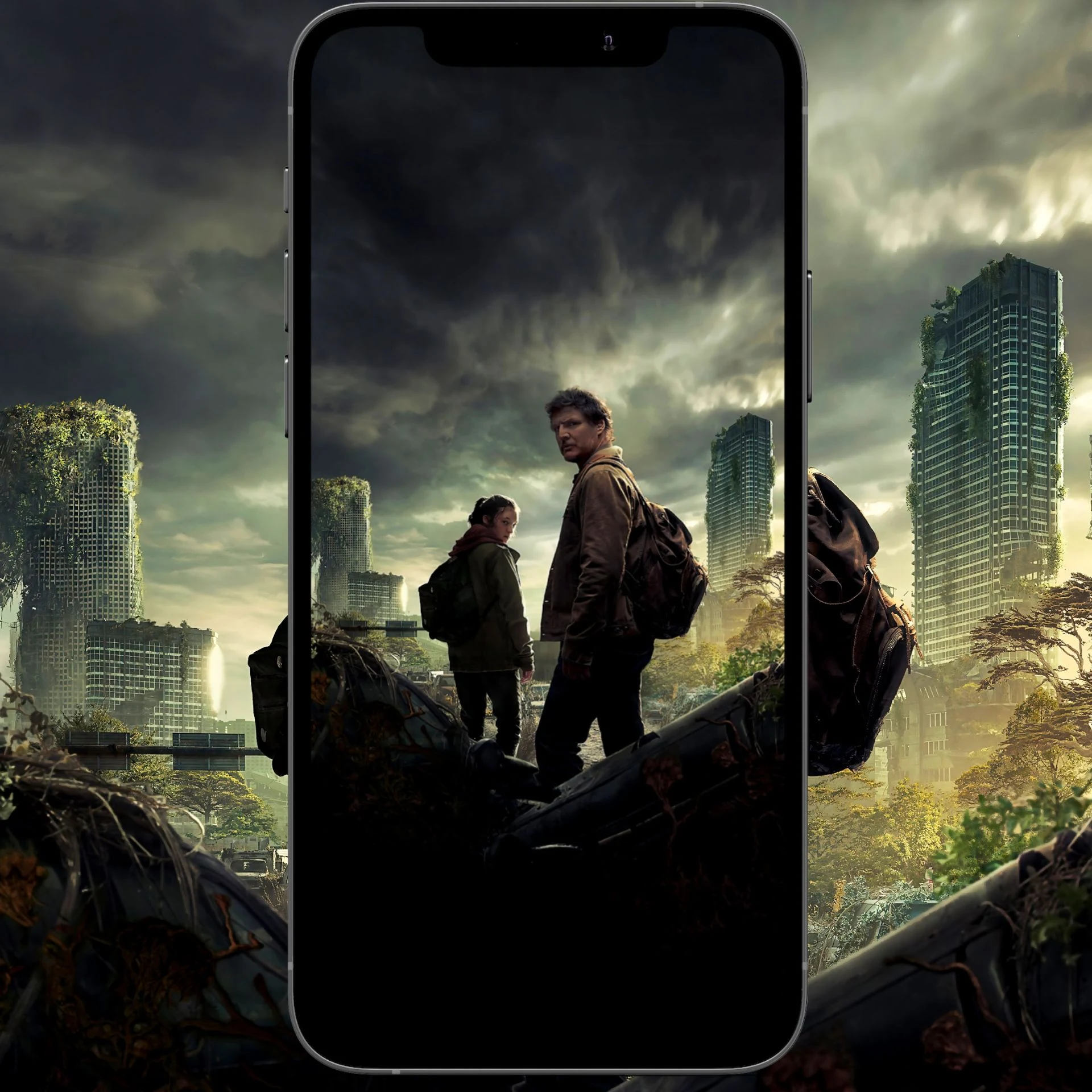 Joel, Ellie, The Last of Us, Ruinen, Skyline, Full HD, Hintergrundbild fürs Tablet