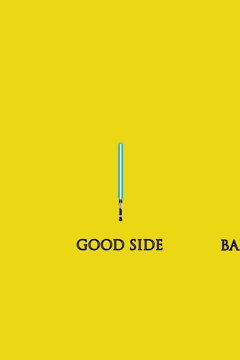 Lichtschwert, Good Side, Star Wars, Gelber Hintergrund, Minimalistisch, Sperrbildschirm fürs iPhone