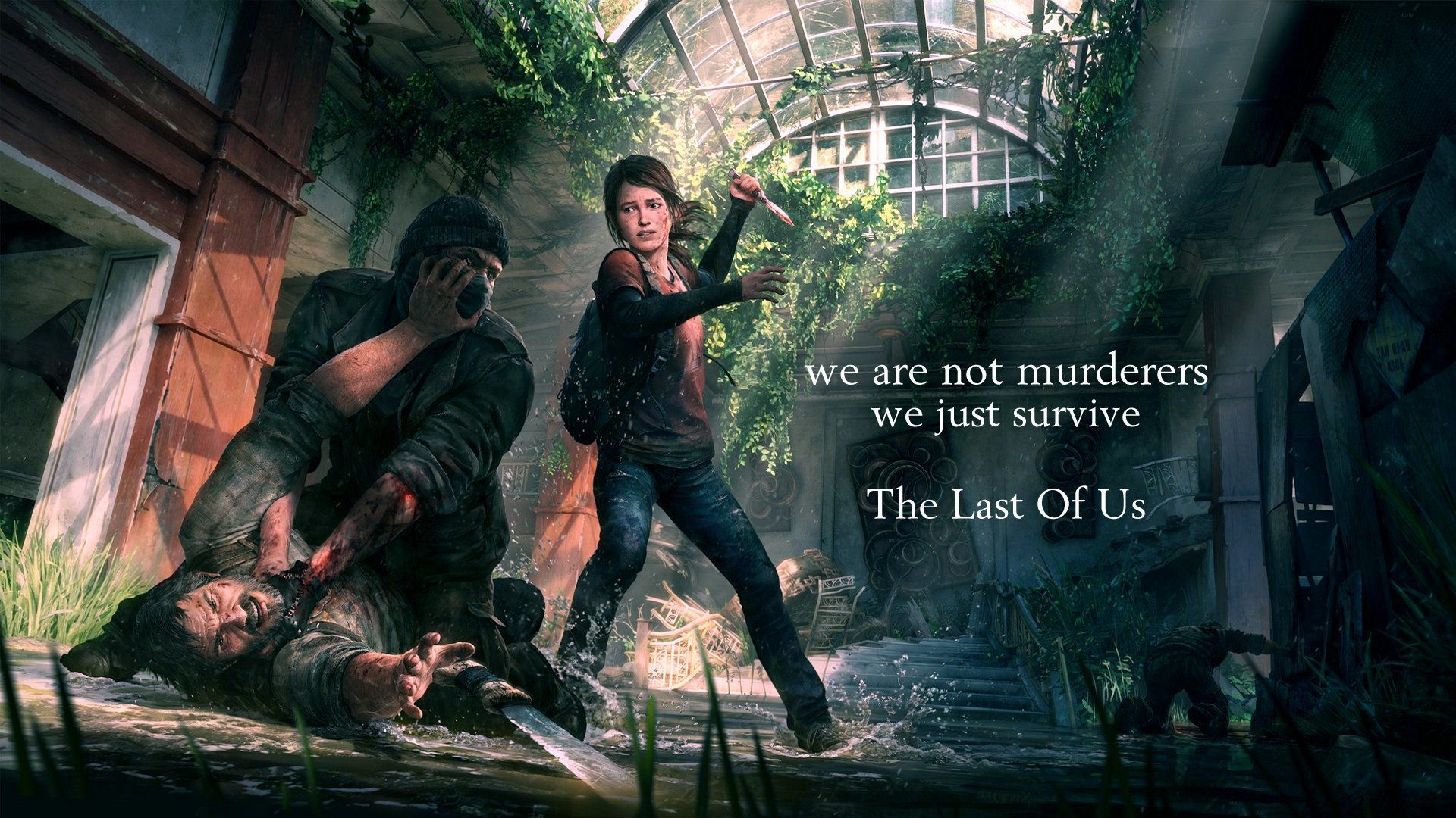 Ellie, Joel, The Last of Us, Zitat, Kampfszene, 16:9, Full-HD-Hintergrundbild für den Desktop