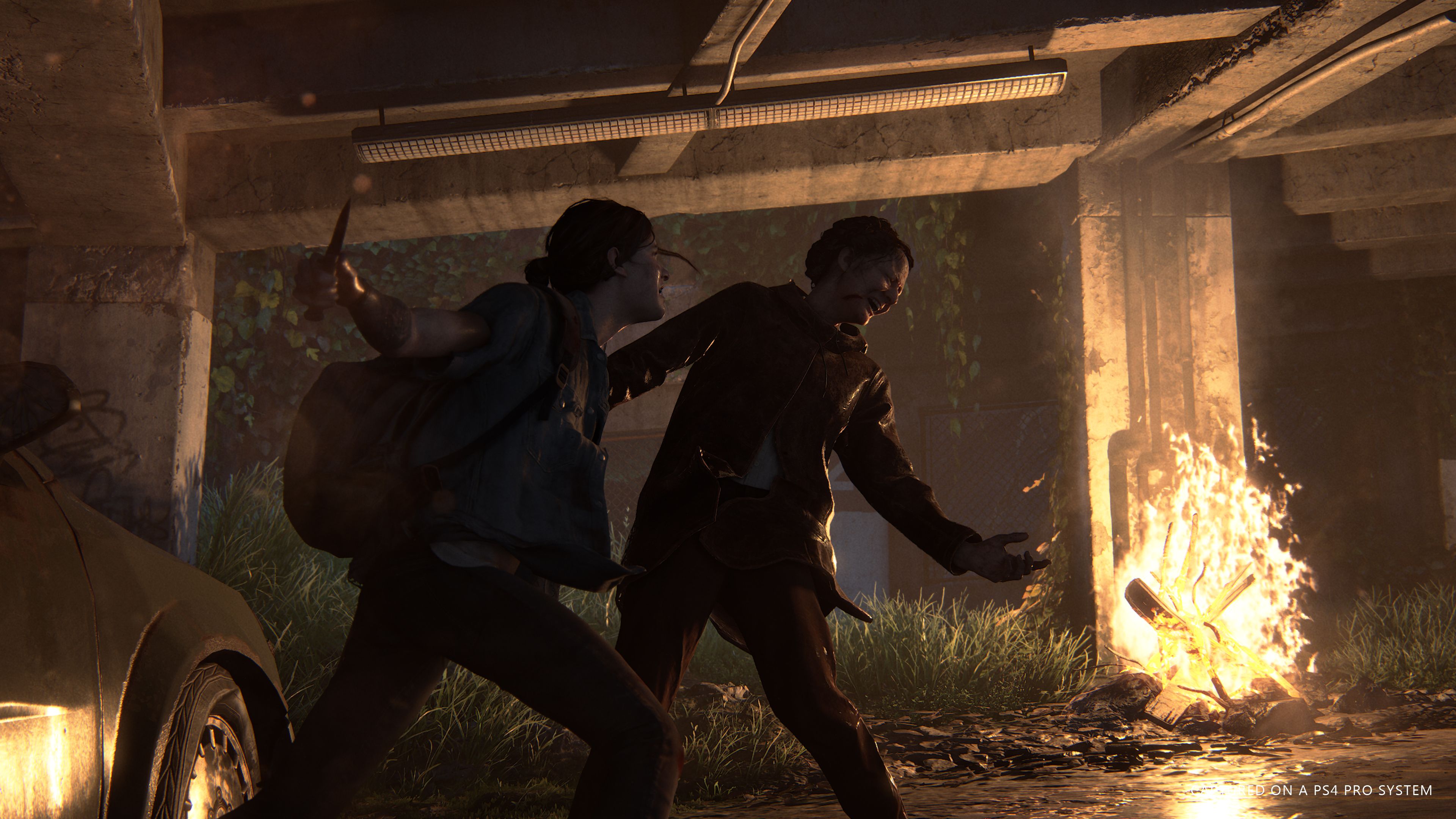Joel, Ellie, The Last of Us, Feuer, Unterführung, 4K, Hintergrundbild für den PC