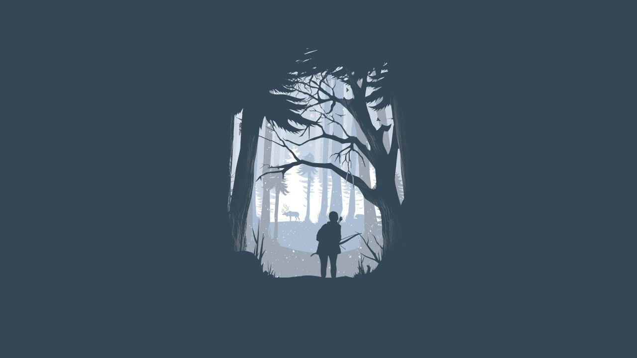 The Last of Us, Wald, Silhouette, Minimalismus, Blaugrau, HD, Windows-Hintergrundbild