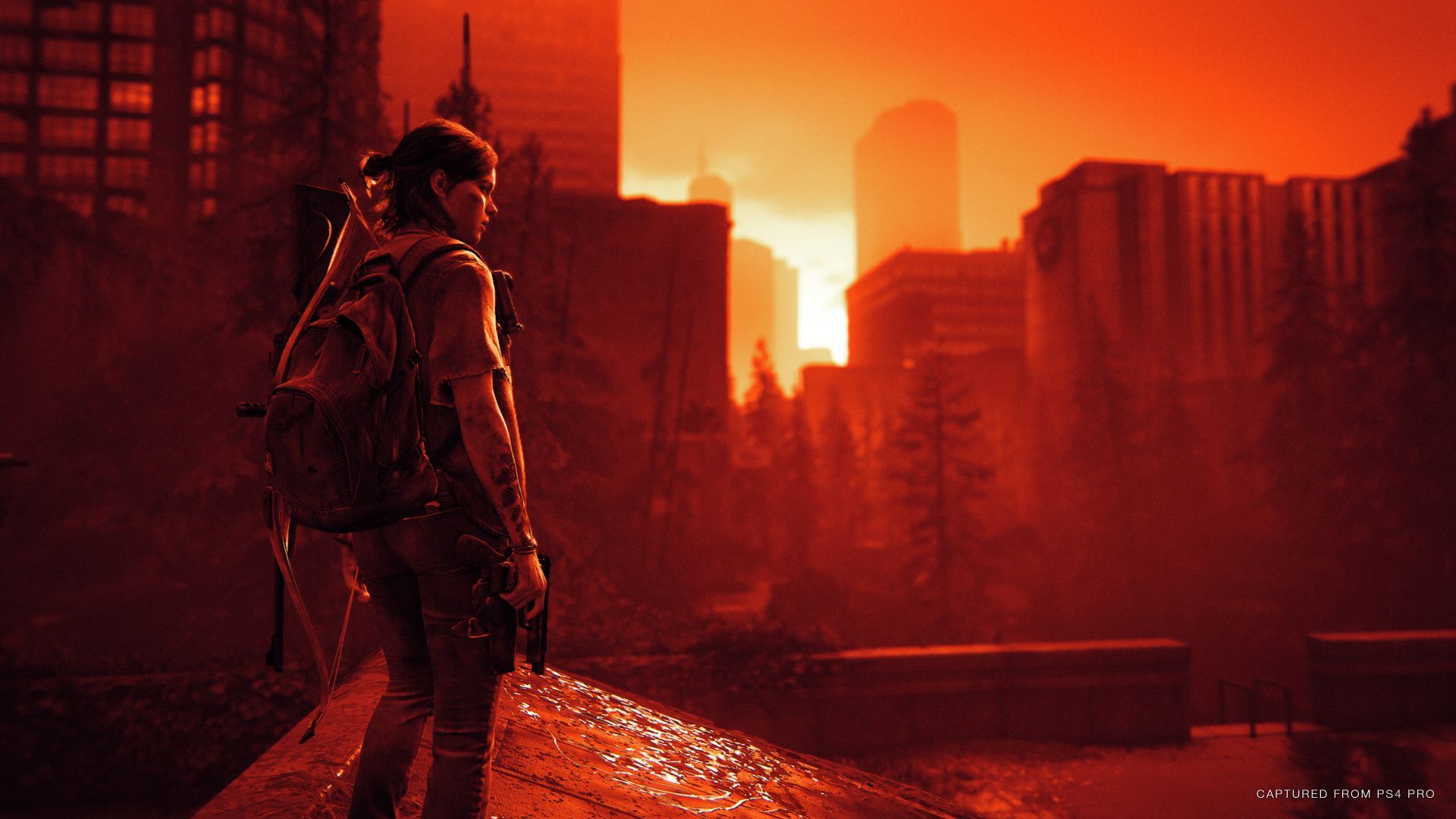Ellie, The Last of Us Part II, Seattle, Ruinen, Rotes Licht, Full HD, Breitbild-Hintergrundbild