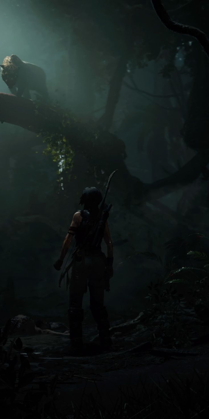Lara Croft, Shadow of the Tomb Raider, Dschungel, Dunkel, Grün, Android-Hintergrundbild