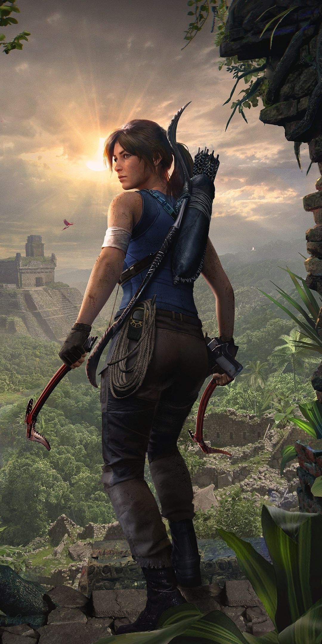 Lara Croft, Shadow of the Tomb Raider, Dschungel, Ruinen, Bogen, Full HD, Handy-Hintergrund