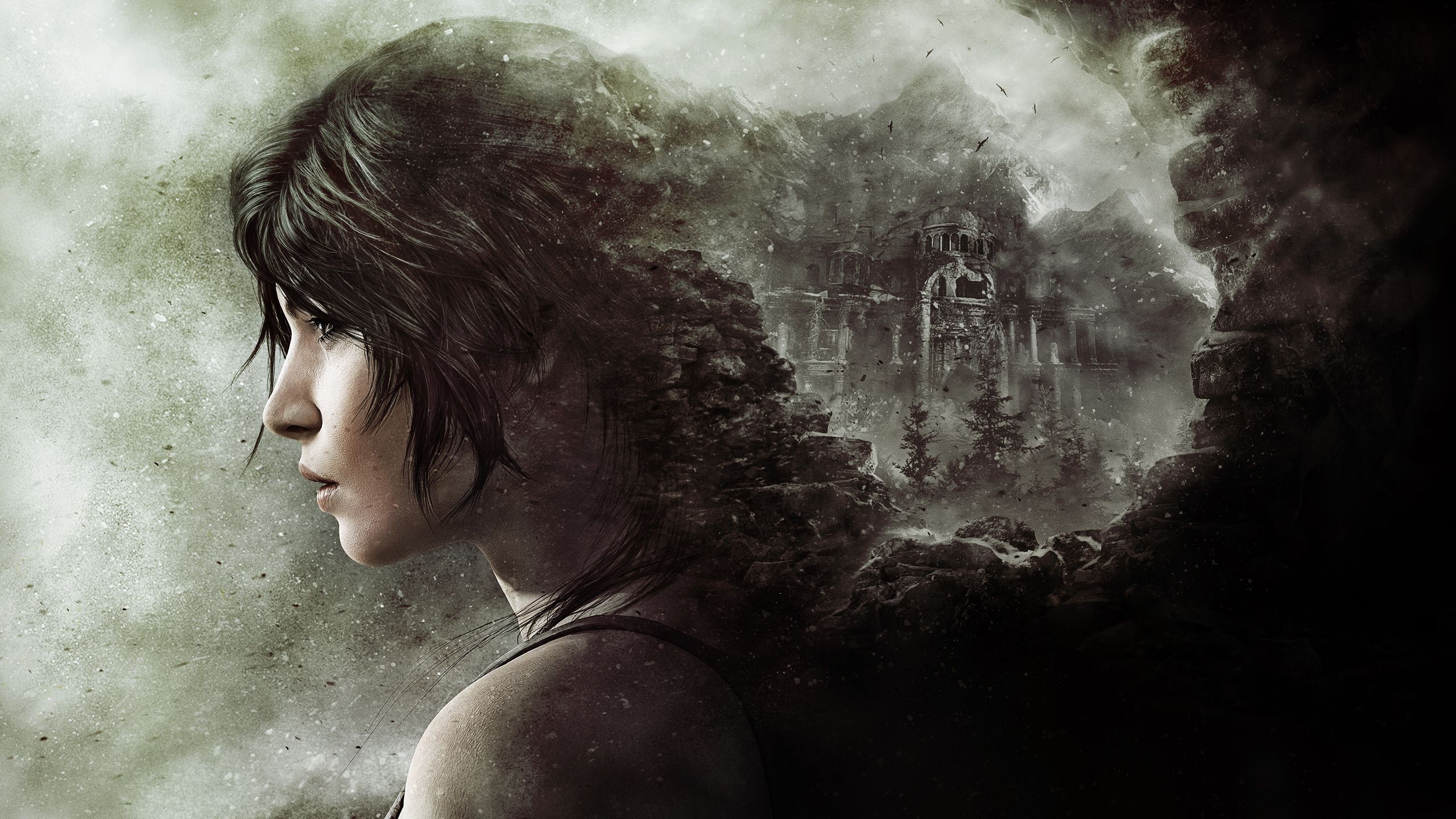 Lara Croft, Tomb Raider, Profil, Ruinen, Konzeptkunst, 2K, Hintergrundbild für den PC