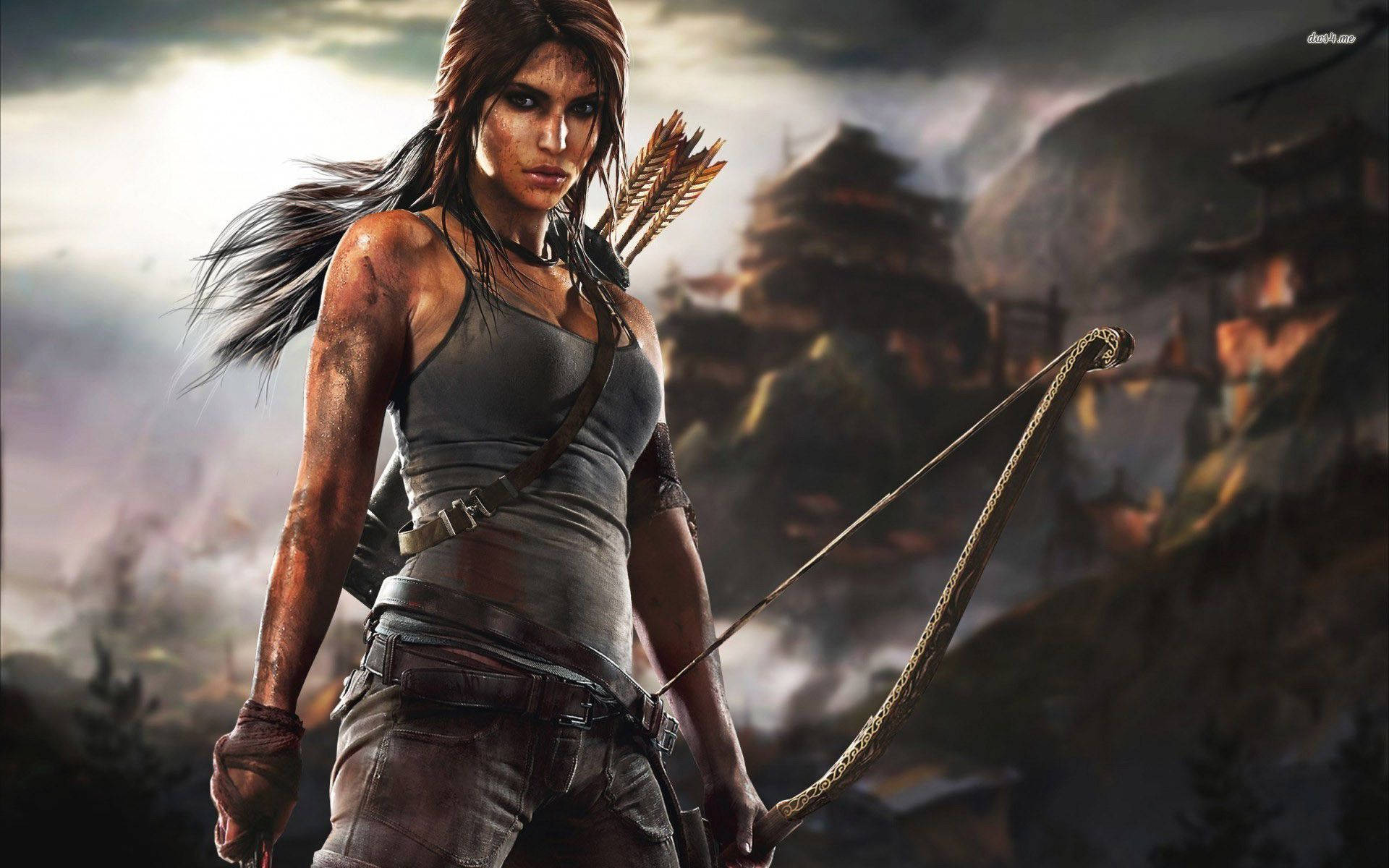 Lara Croft, Tomb Raider, Bogen, Ruinen, Abenteuer, Full HD, Desktop-Hintergrund für Windows
