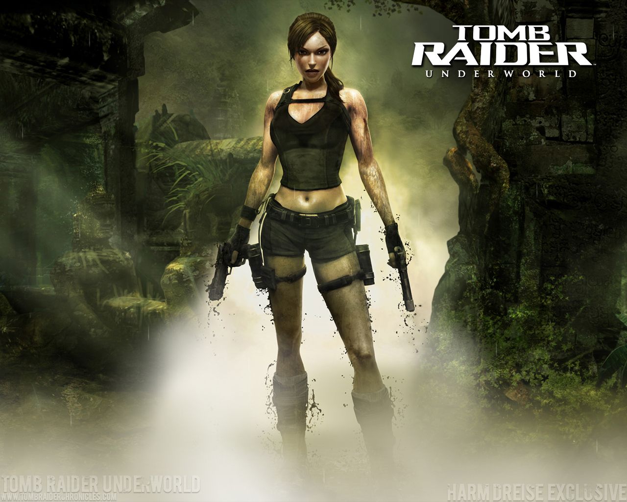 Lara Croft, Tomb Raider: Underworld, Pistolen, Dschungel, Nebel, HD-Hintergrundbild für PC