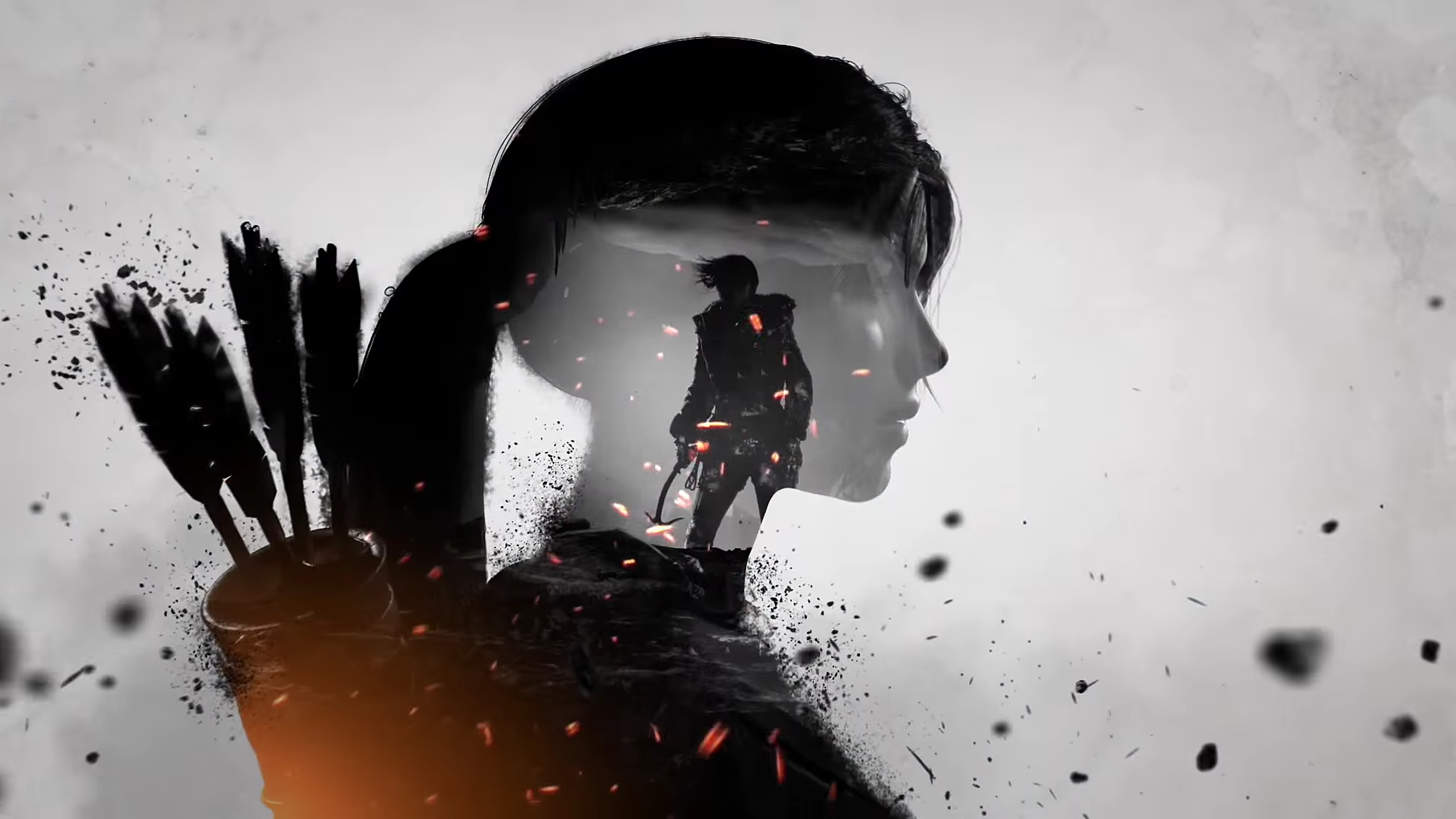 Lara Croft, Shadow of the Tomb Raider, Doppelbelichtung, Silhouette, Profil, 2K Wallpaper
