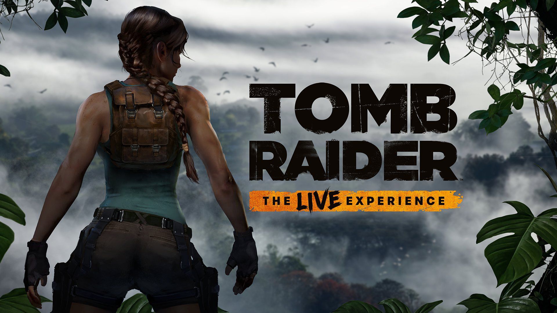 Tomb Raider: The Live Experience, Lara Croft, Dschungel, Rucksack, Logo, Full-HD-Hintergrundbild für PC