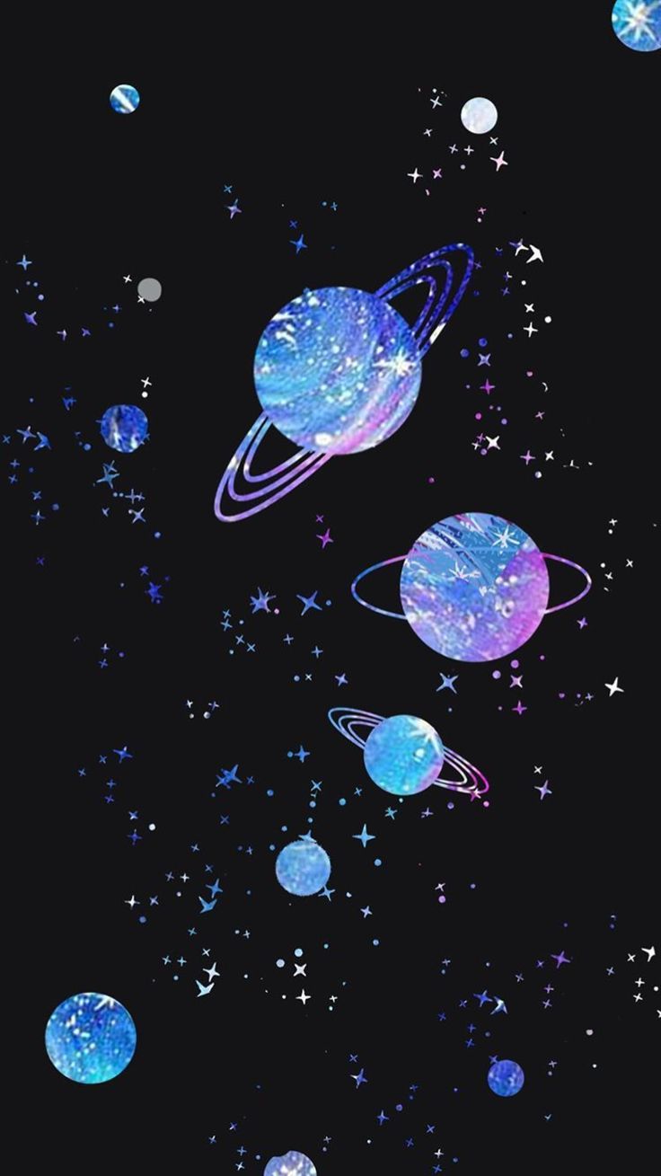 Planeten, Saturn, Weltall, Sterne, Illustration, Hochformat, Hintergrundbild fürs Smartphone