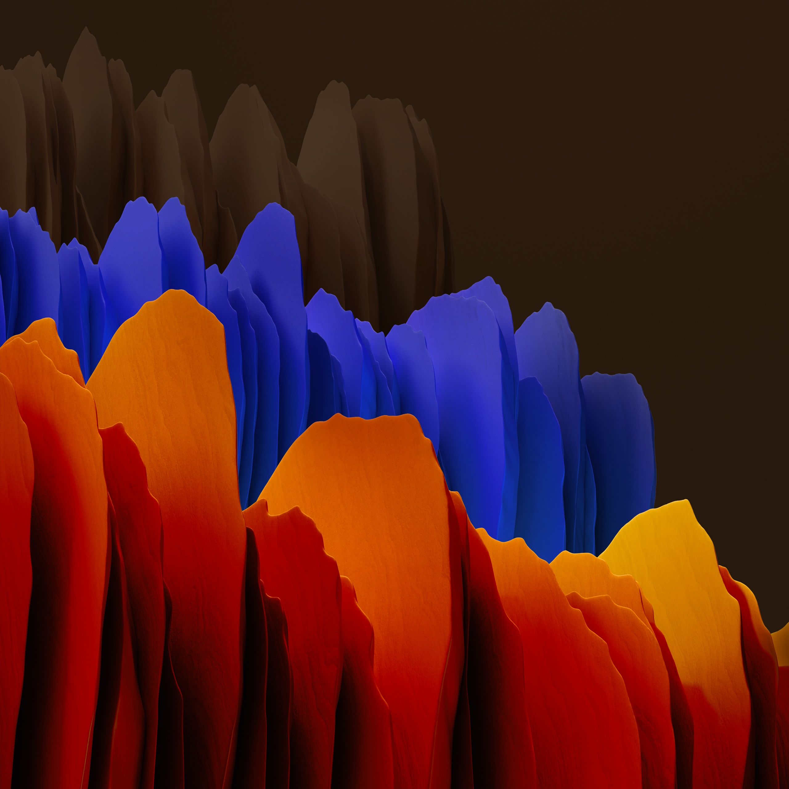Abstrakt, Organische Formen, Orange, Blau, Brauner Hintergrund, 2K Wallpaper