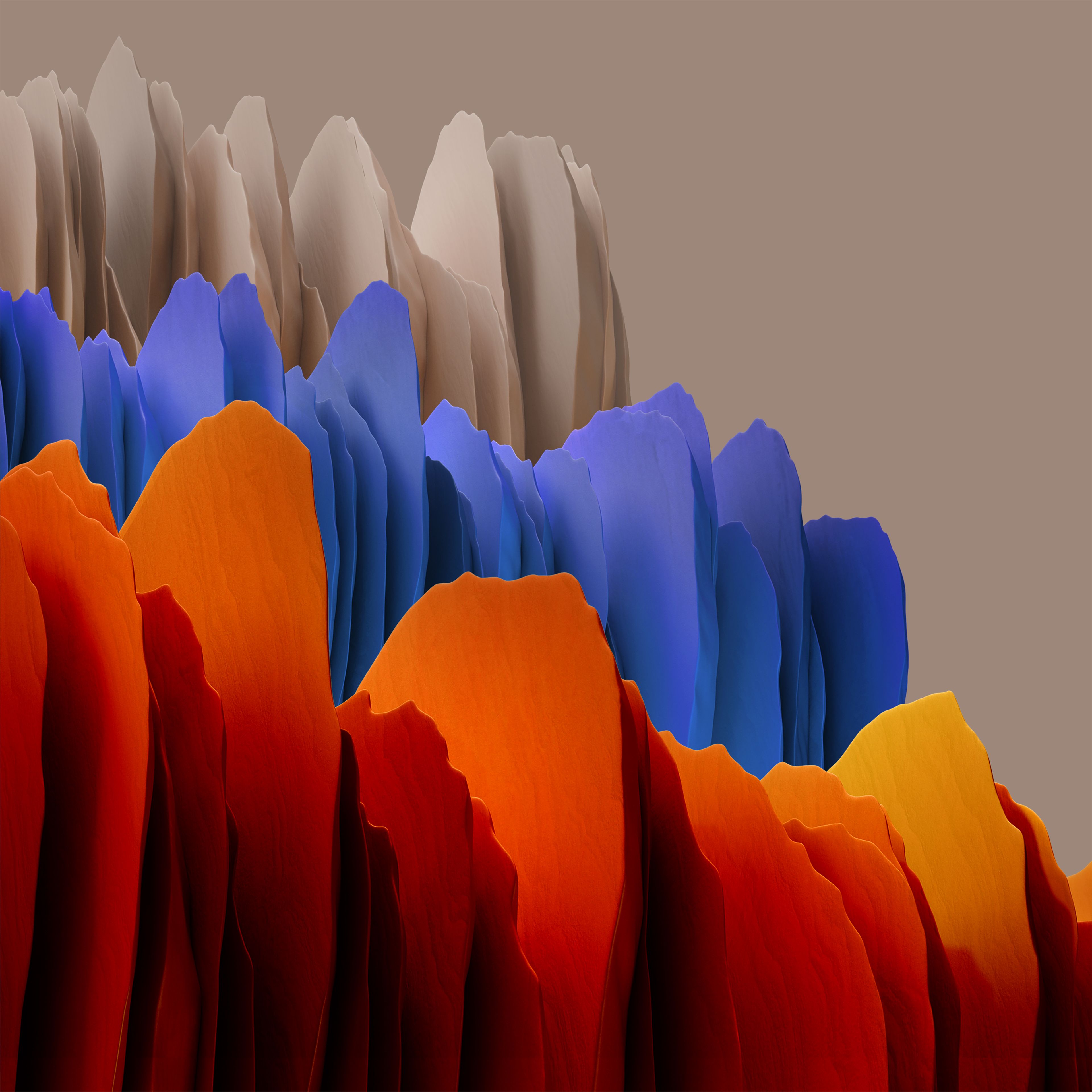 Abstrakt, Organische Formen, Orange, Blau, Beige Hintergrund, 4K Wallpaper