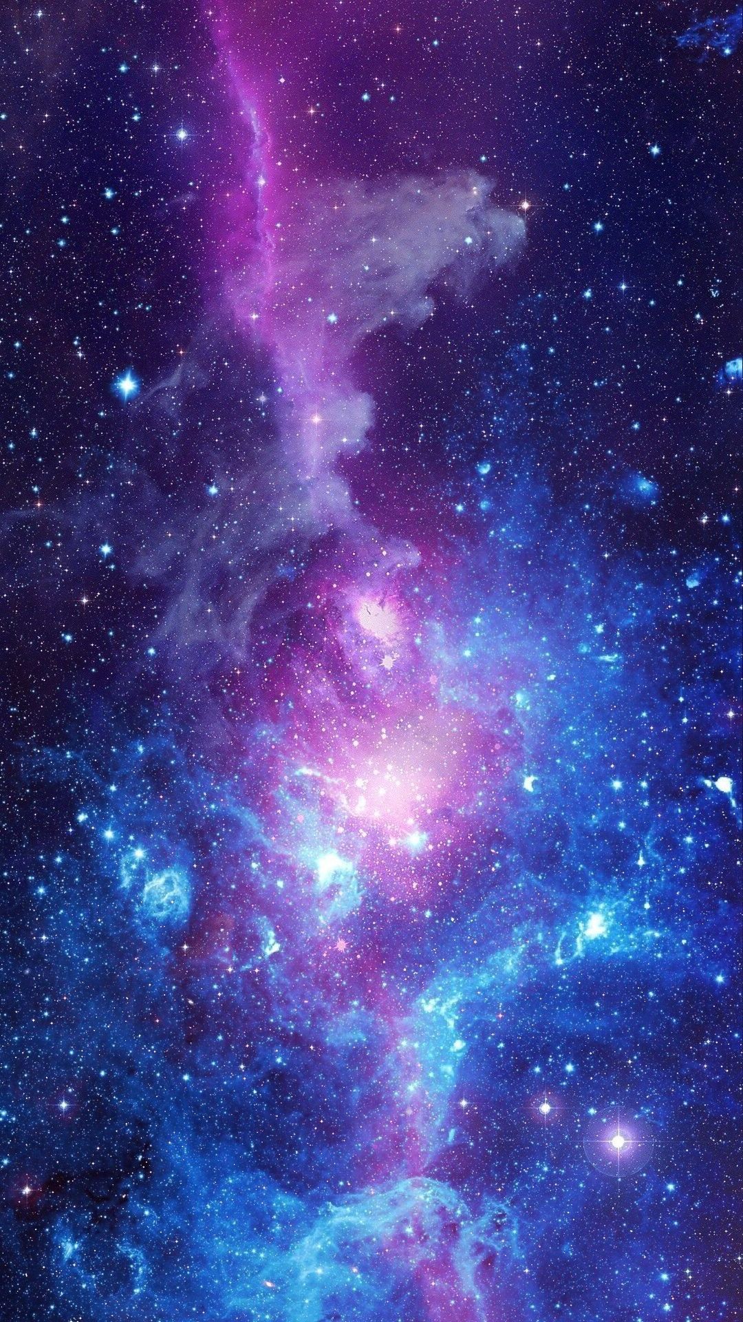 Galaxie, Nebel, Weltraum, Sterne, Lila, Blau, Full HD, Handy-Hintergrund im Hochformat