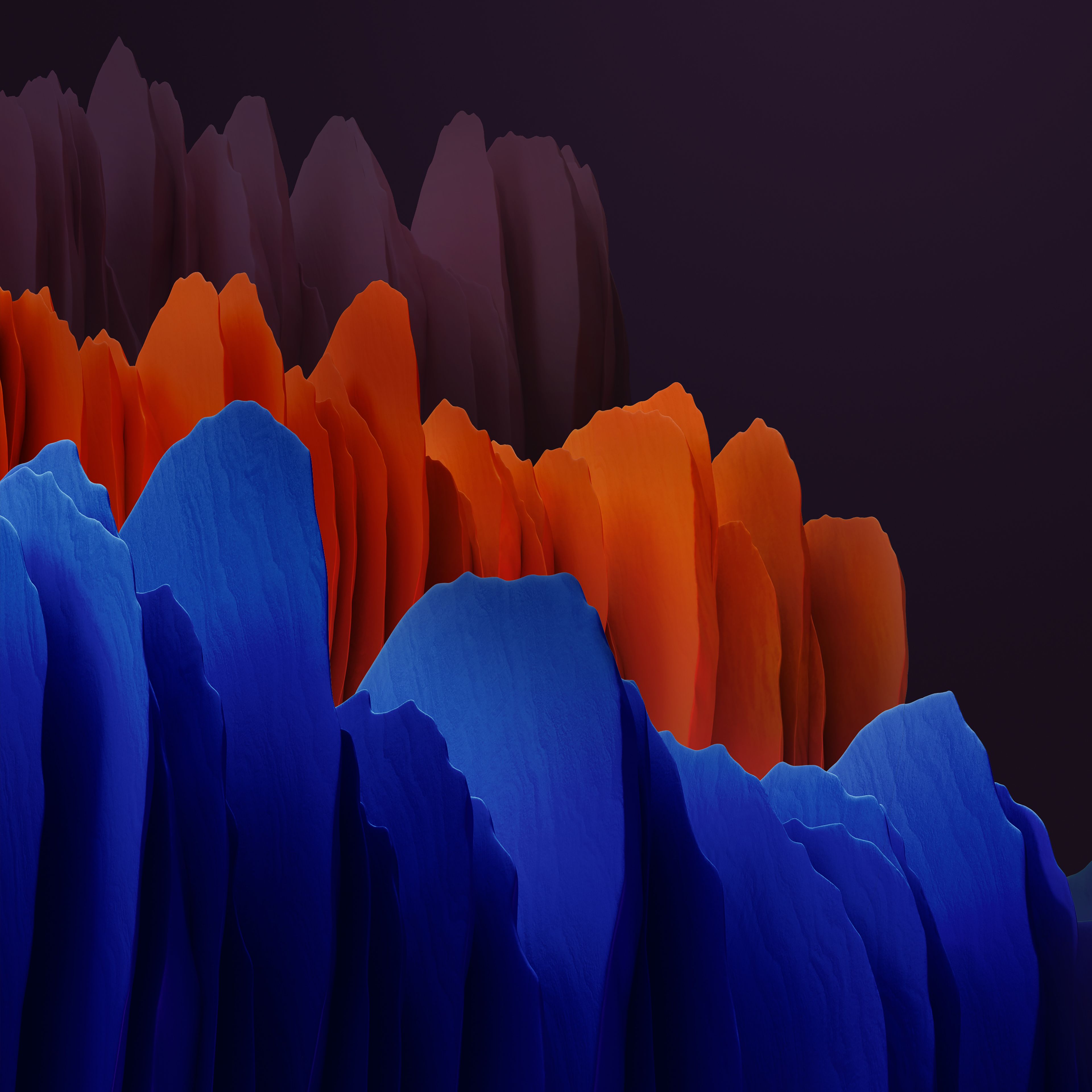 Abstrakt, Organische Formen, Blau, Orange, Dunkler Hintergrund, 4K Wallpaper