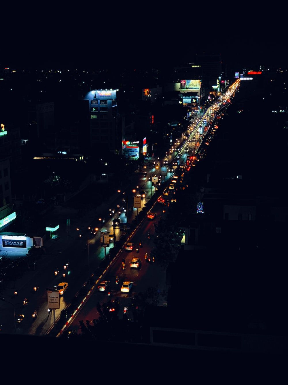 Straße, Nacht, Luftaufnahme, Lichtspuren, Dunkel, HD, Hintergrundbild fürs Tablet